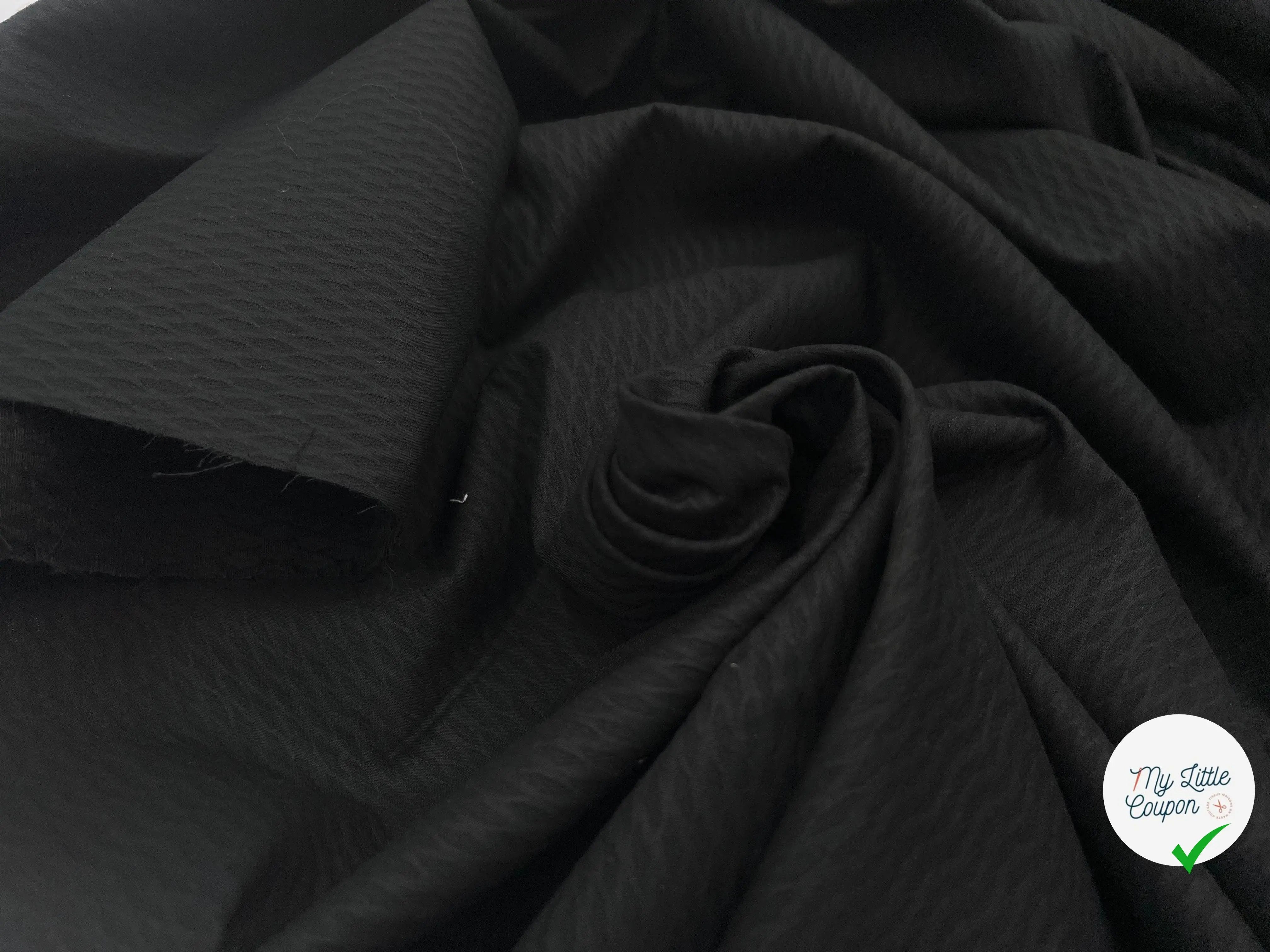 PIQUÉ DE COTON LOSANGES SUISSE NOIR ST GALLEN - My Little Coupon - tissu - coudre