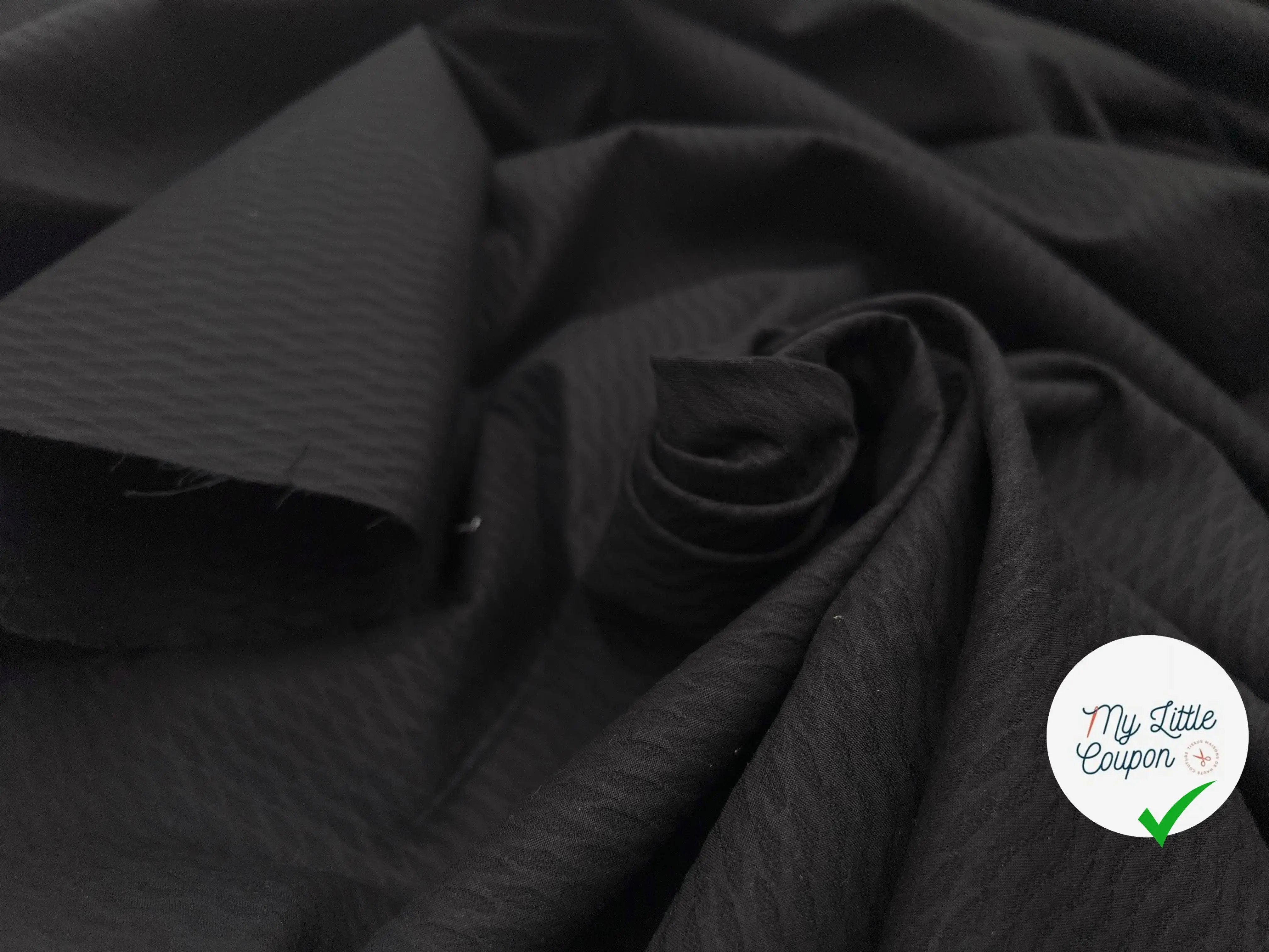 PIQUÉ DE COTON LOSANGES SUISSE NOIR ST GALLEN - My Little Coupon - tissu - coudre