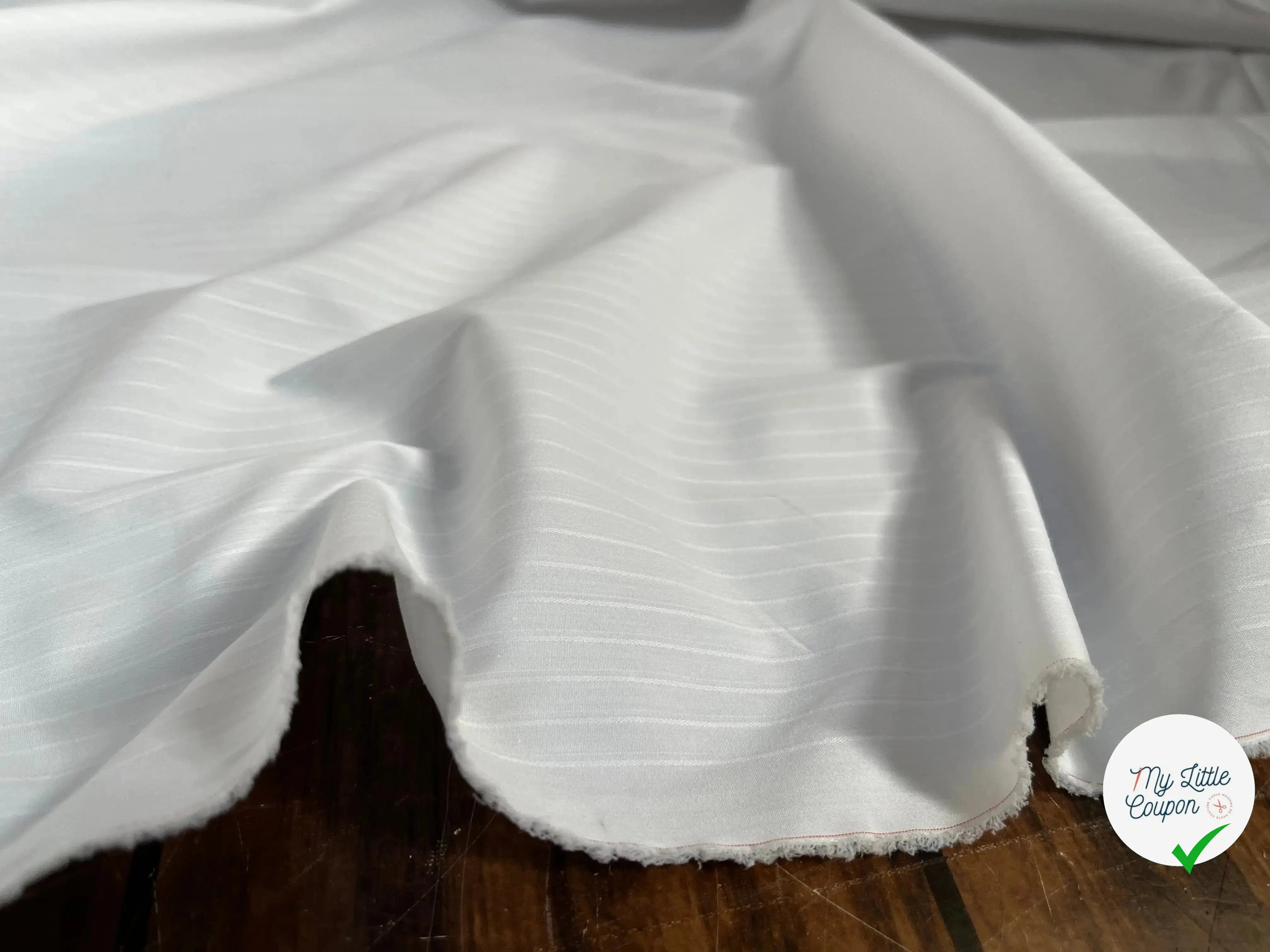 POPELINE BLANC RAYURES BLANC - My Little Coupon