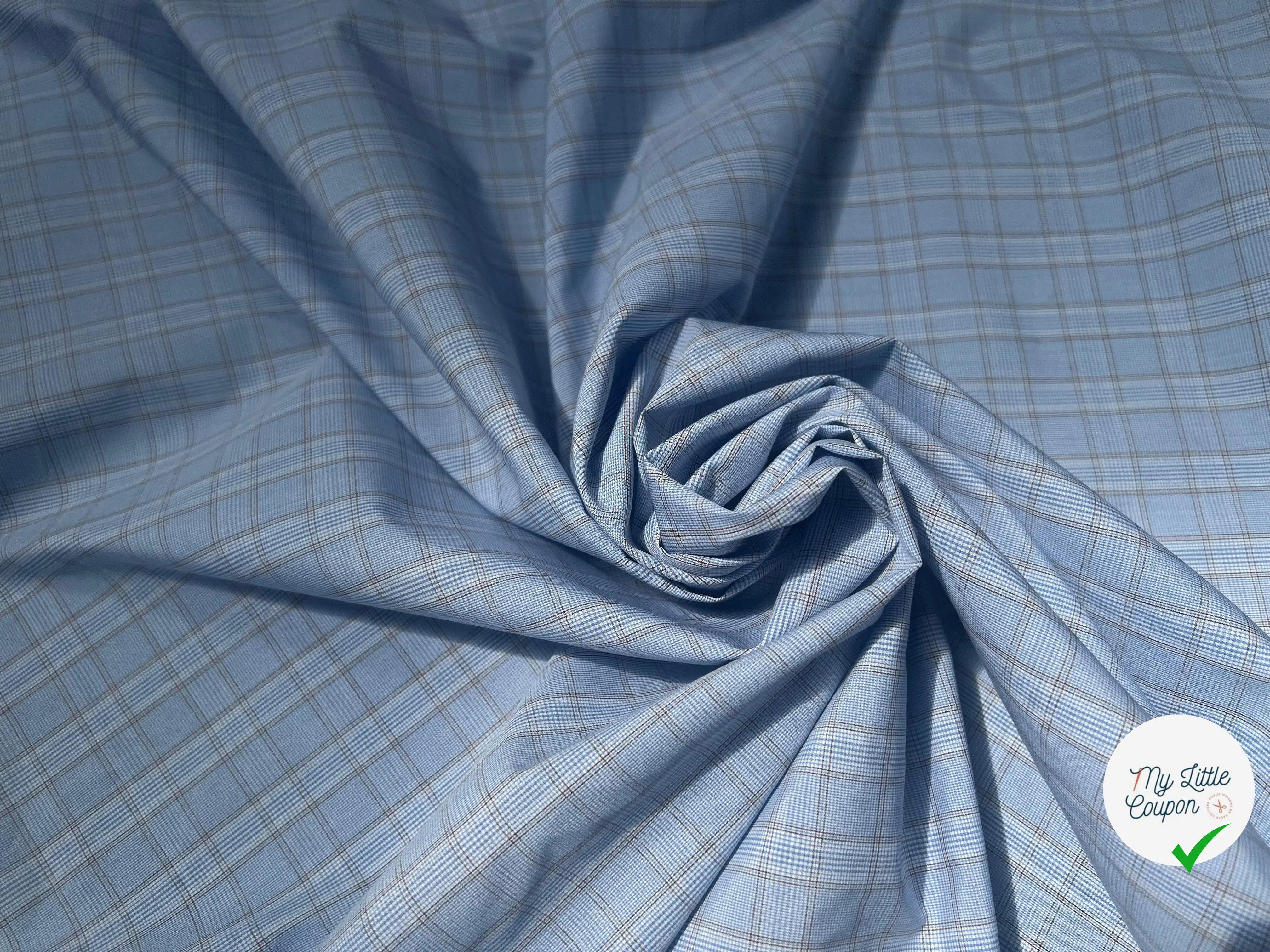 (Chute) POPELINE COTON CARREAUX FOND BLEU - My Little Coupon