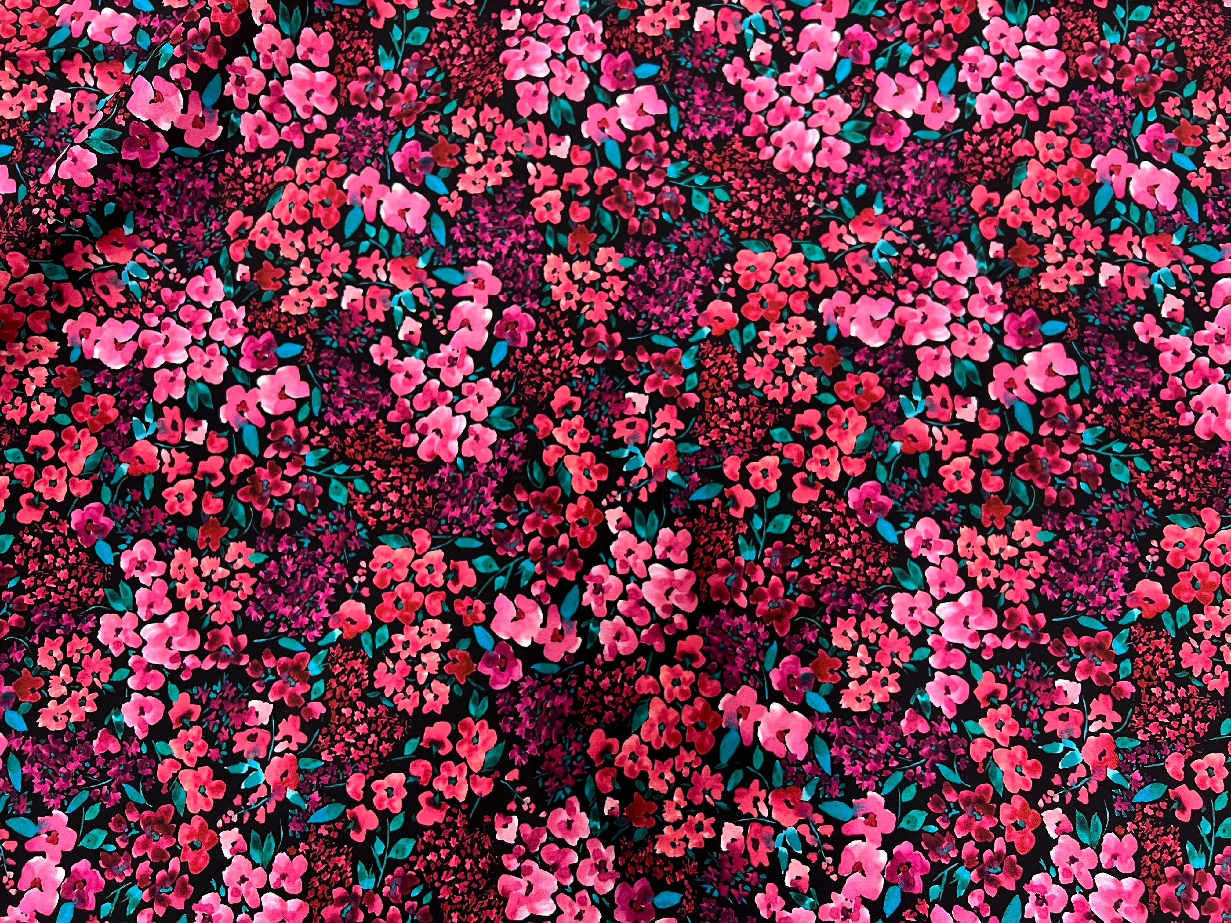 (Chute) POPELINE COTON DIGITAL FLOWERS – BLACK - My Little Coupon