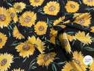 (Chute) POPELINE  COTON DIGITAL SUNFLOWERS – BLACK - My Little Coupon
