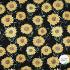 FINE POPLIN DIGITAL SUNFLOWERS – BLACK - My Little Coupon