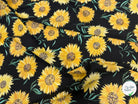 (Chute) POPELINE  COTON DIGITAL SUNFLOWERS – BLACK - My Little Coupon