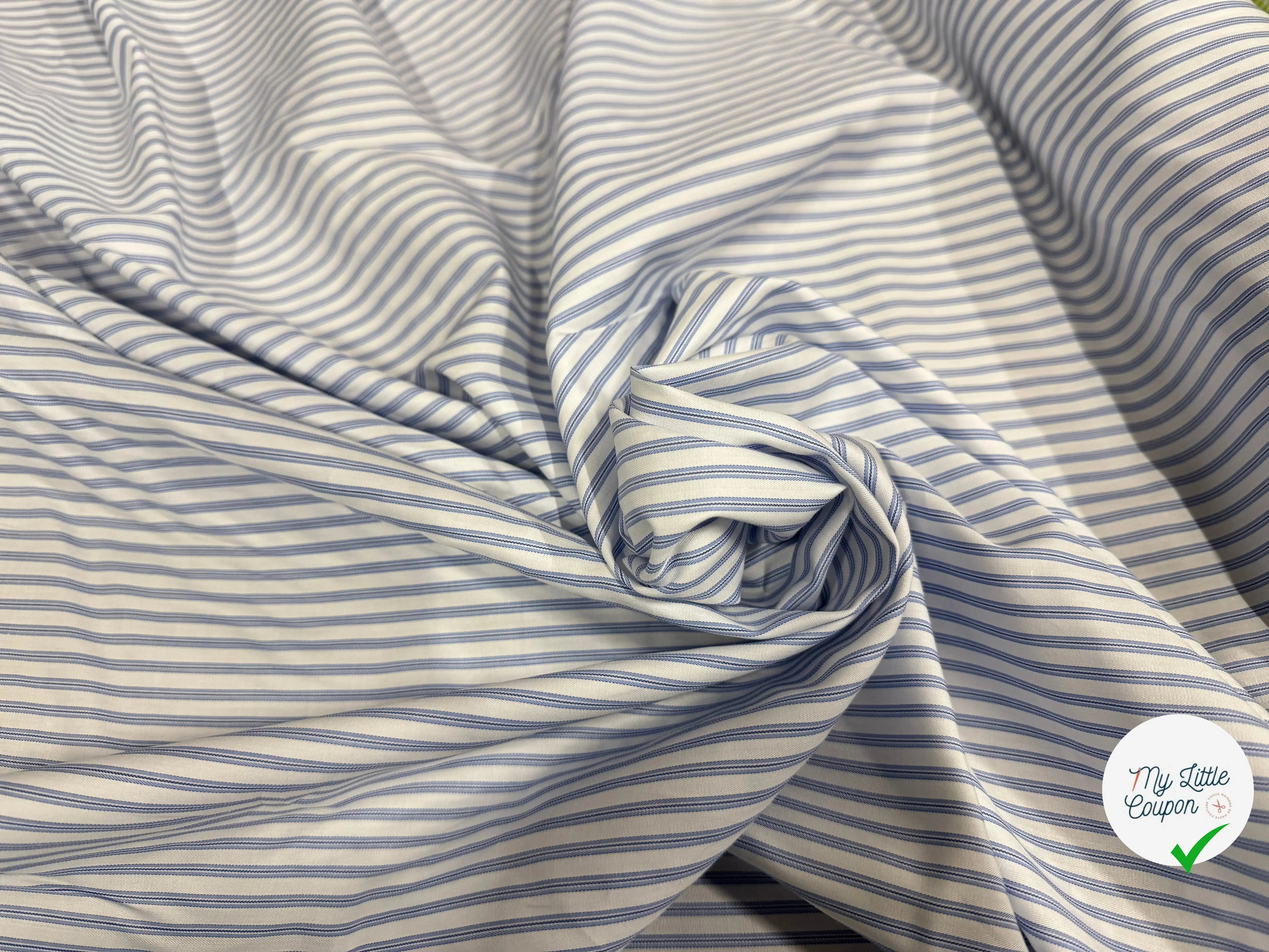 POPELINE COTON ELEGANCE WHITE & BLUE - My Little Coupon