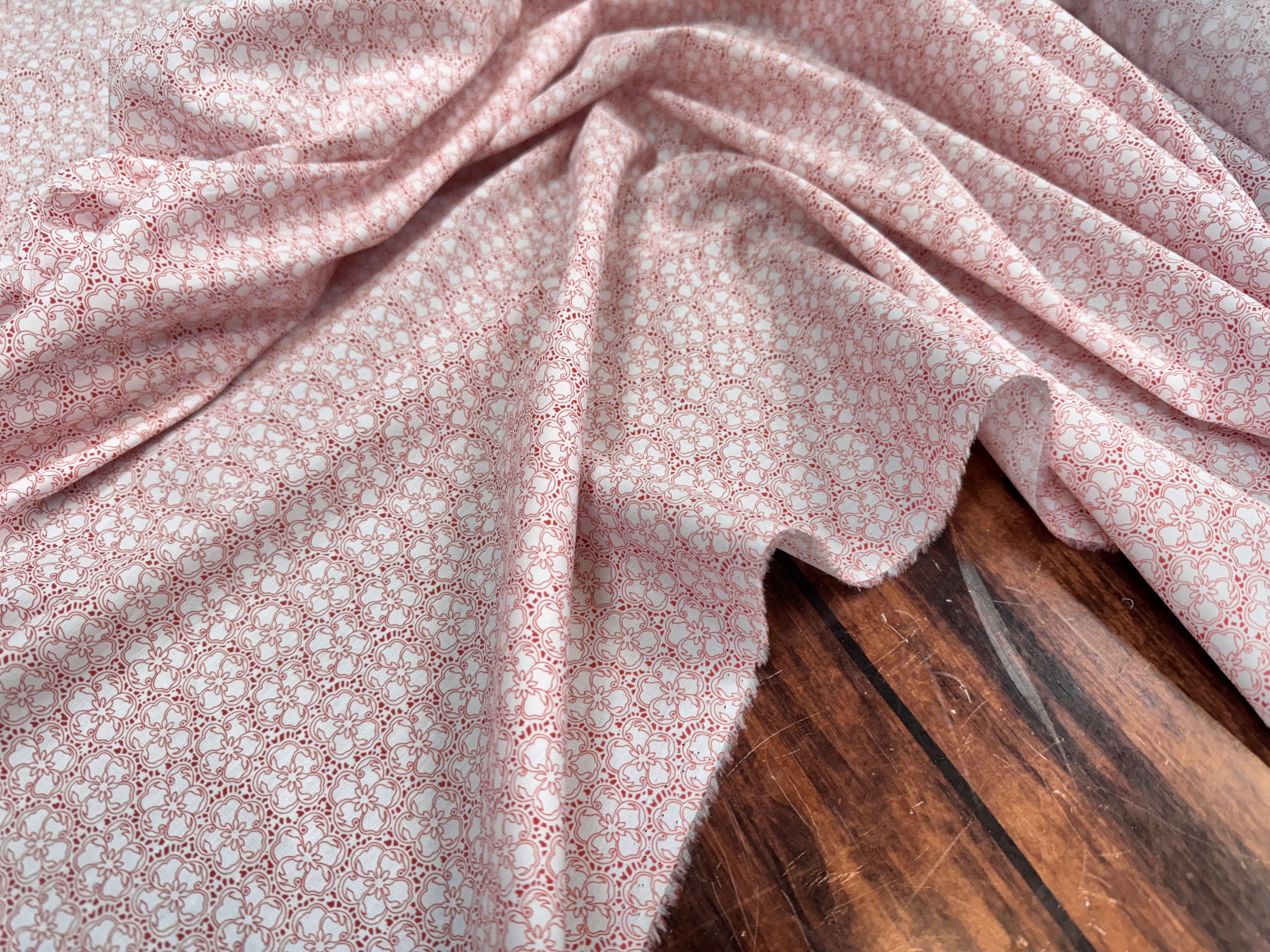 (Chute) POPELINE COTON FLEURS TERRACOTA - My Little Coupon