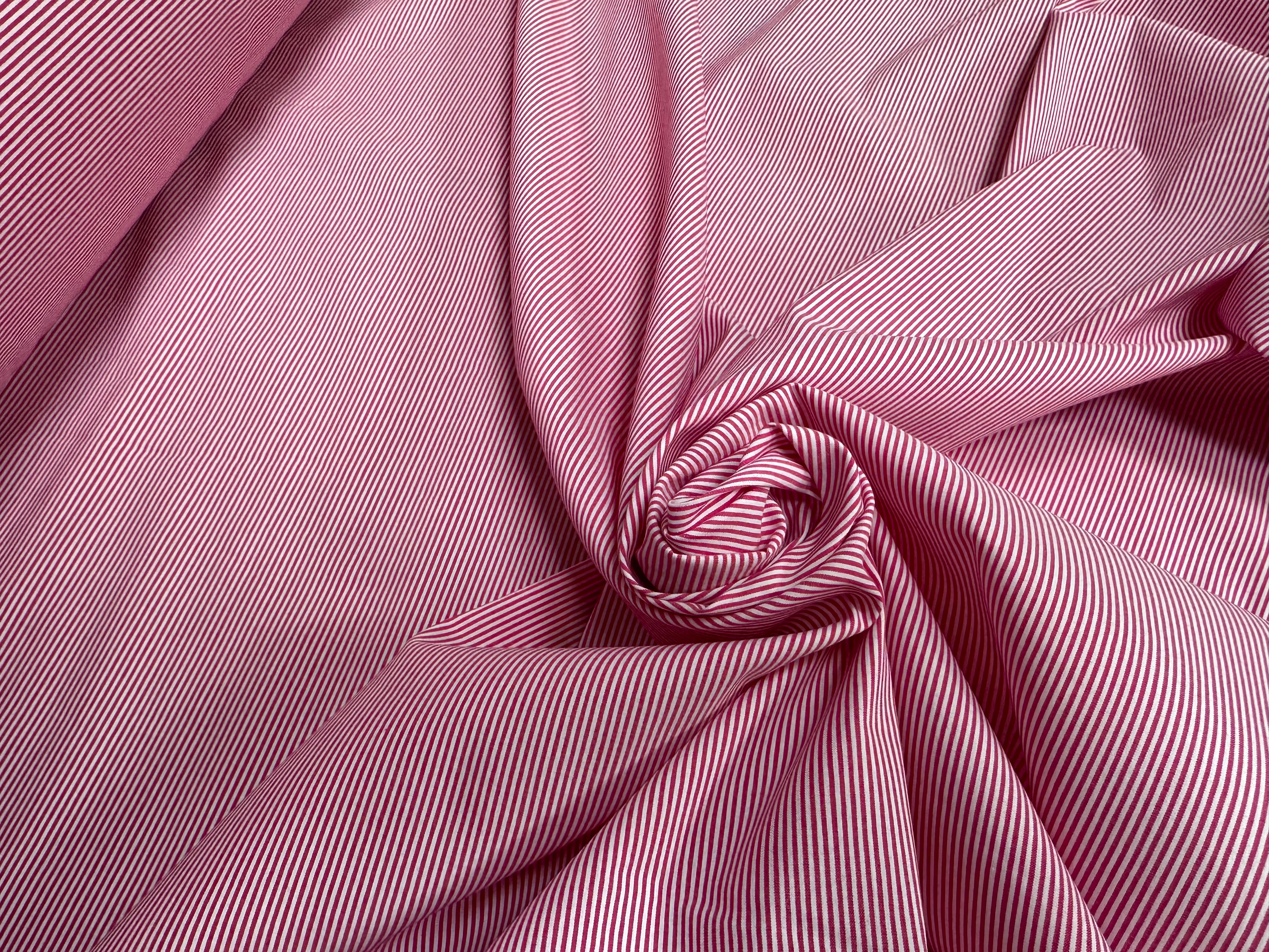 (Chute) POPELINE COTON ORGANIQUE PA RAYURES ROSE BLANC - My Little Coupon