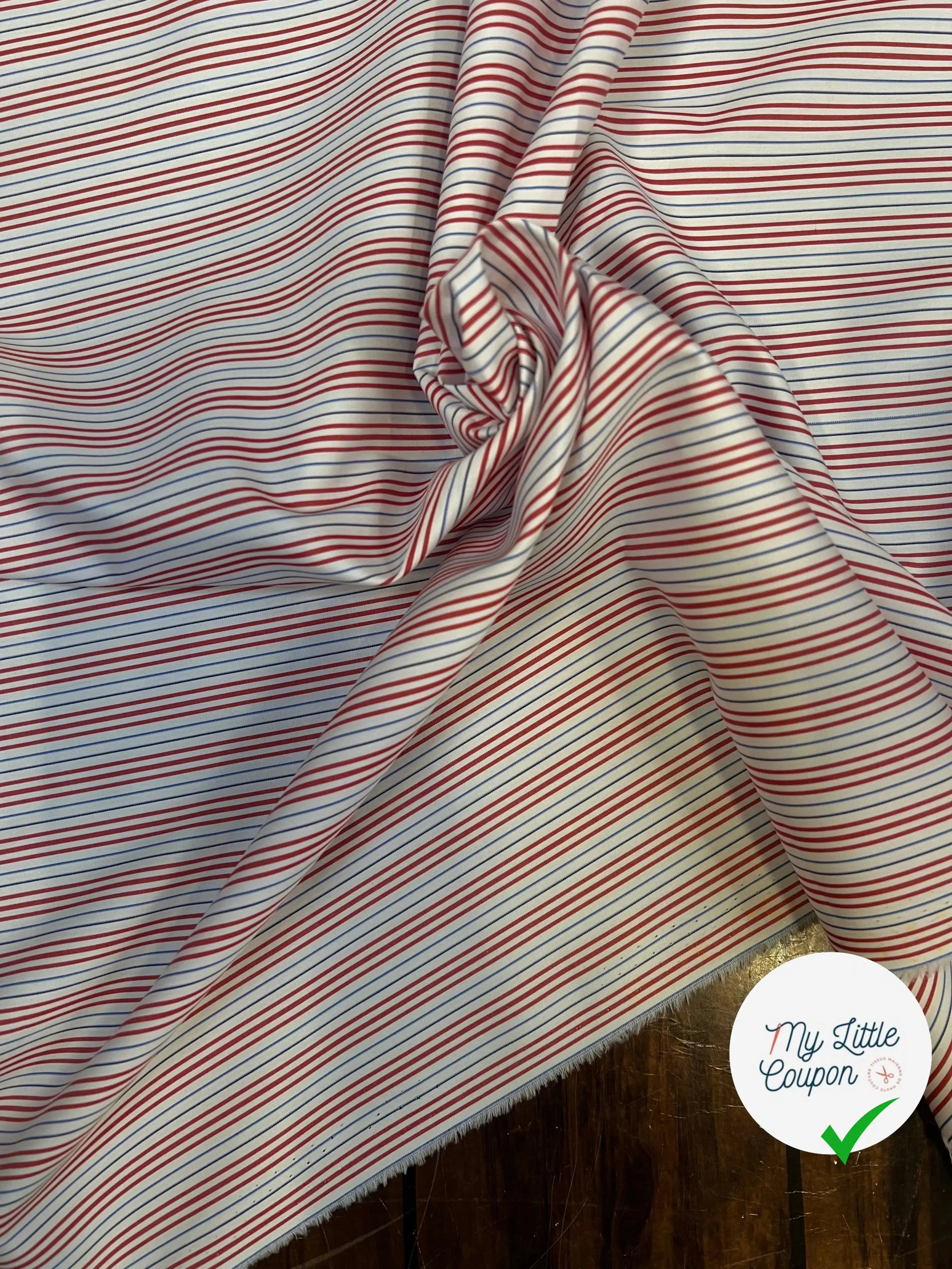 POPELINE DE COTON RAYURES BLEU BLANC ROUGE - My Little Coupon