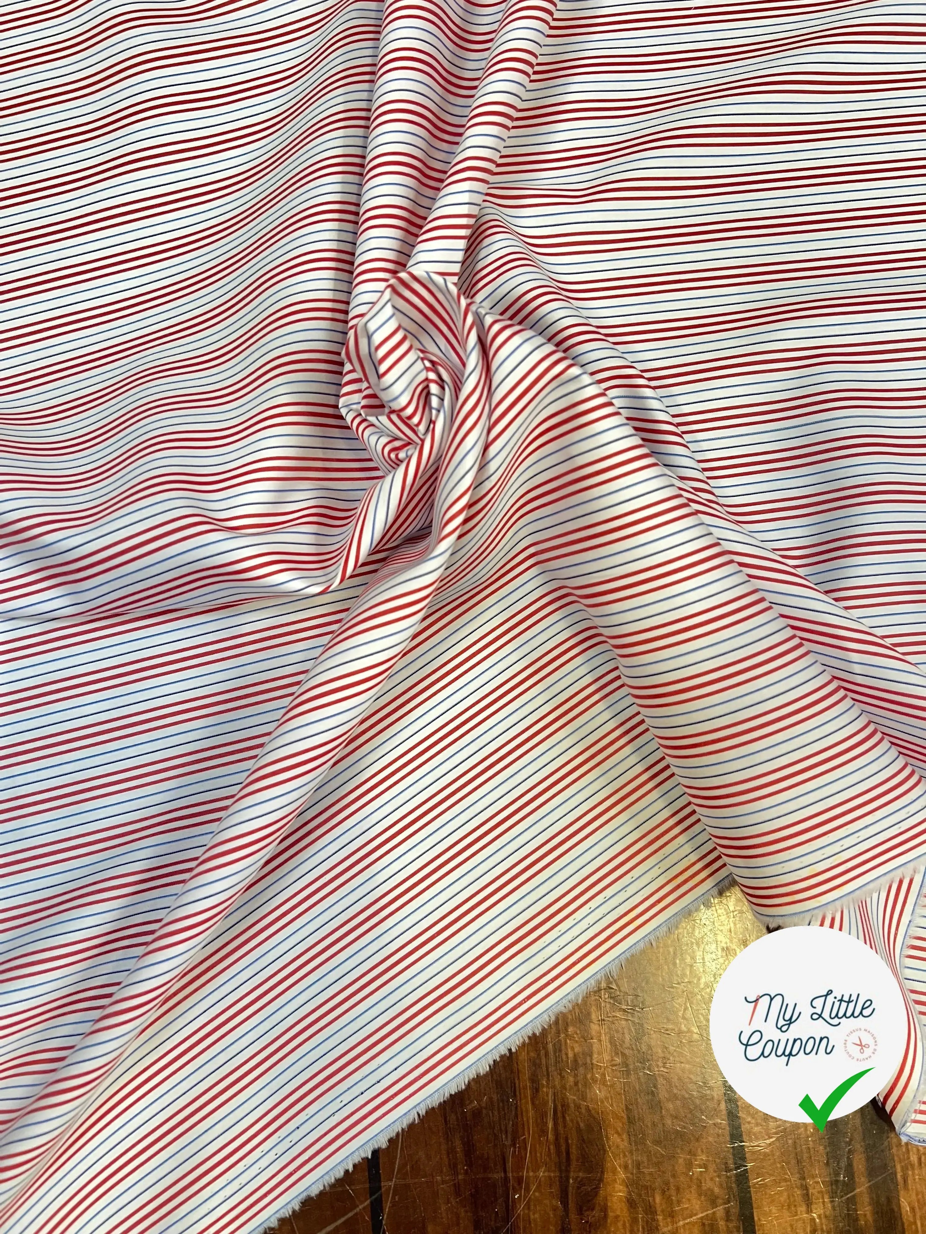 POPELINE DE COTON RAYURES BLEU BLANC ROUGE - My Little Coupon