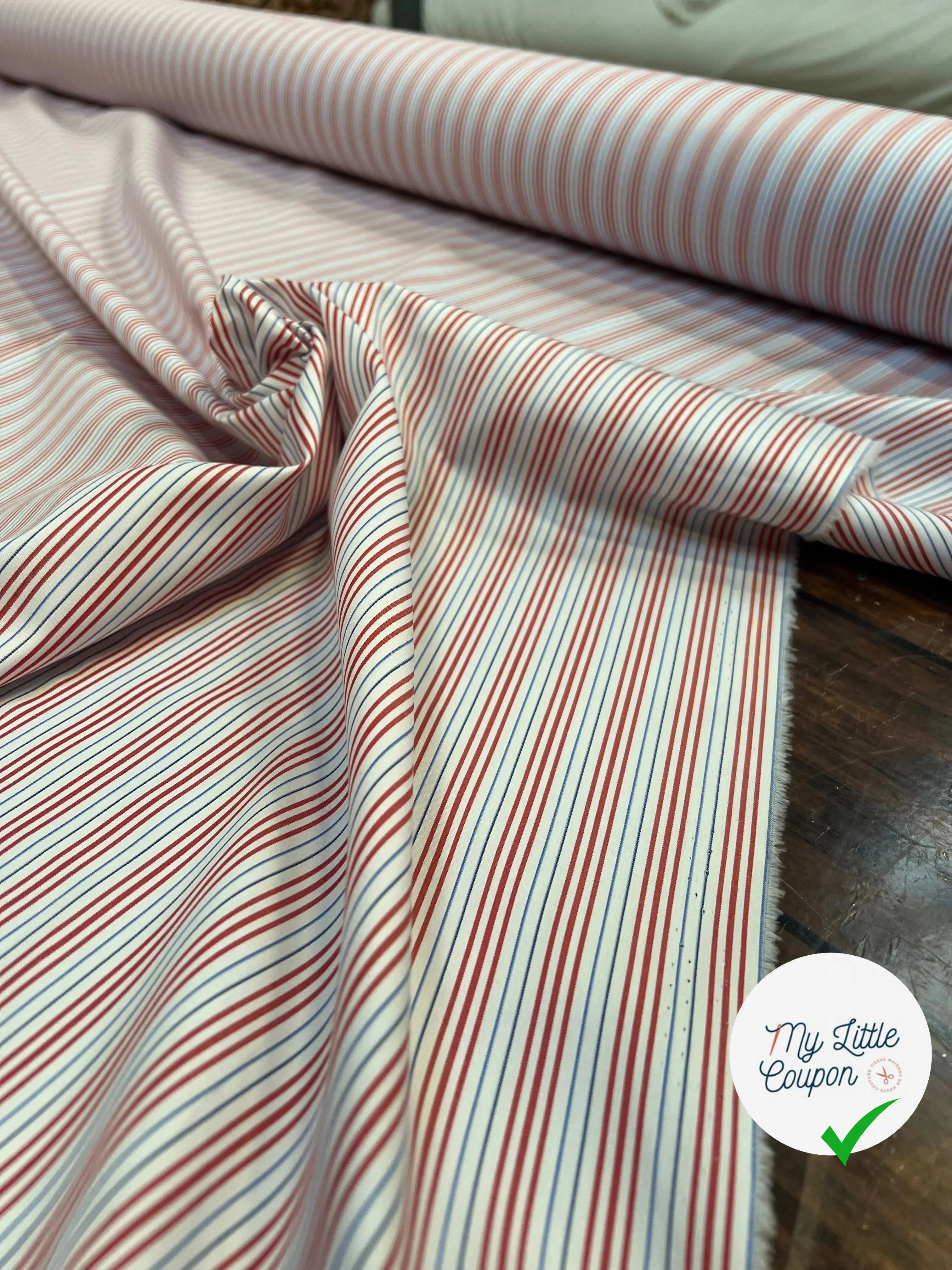 POPELINE DE COTON RAYURES BLEU BLANC ROUGE - My Little Coupon