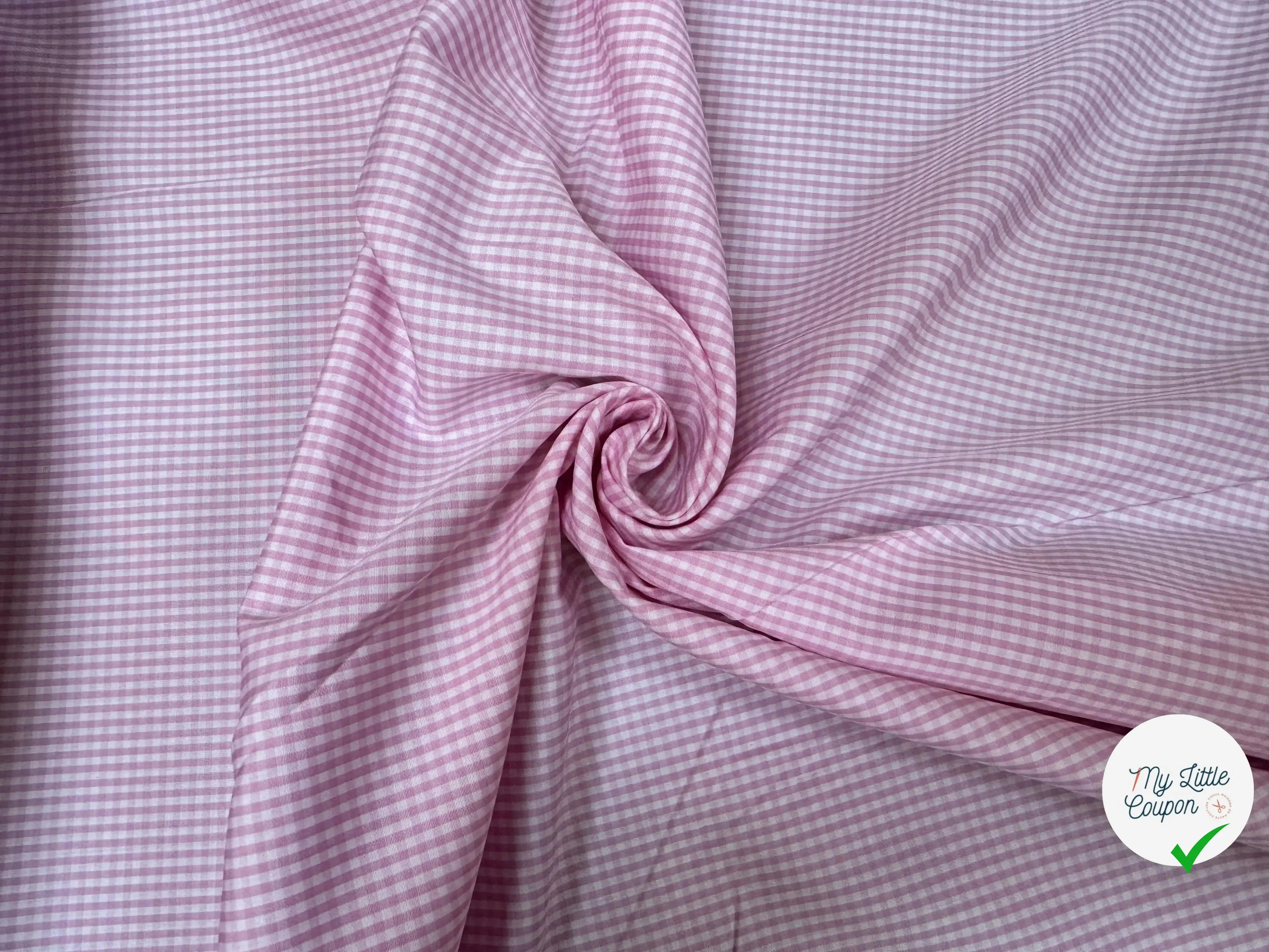 POPELINE DE COTON 100% COTON MOTIF VICHY ROSE - My Little Coupon
