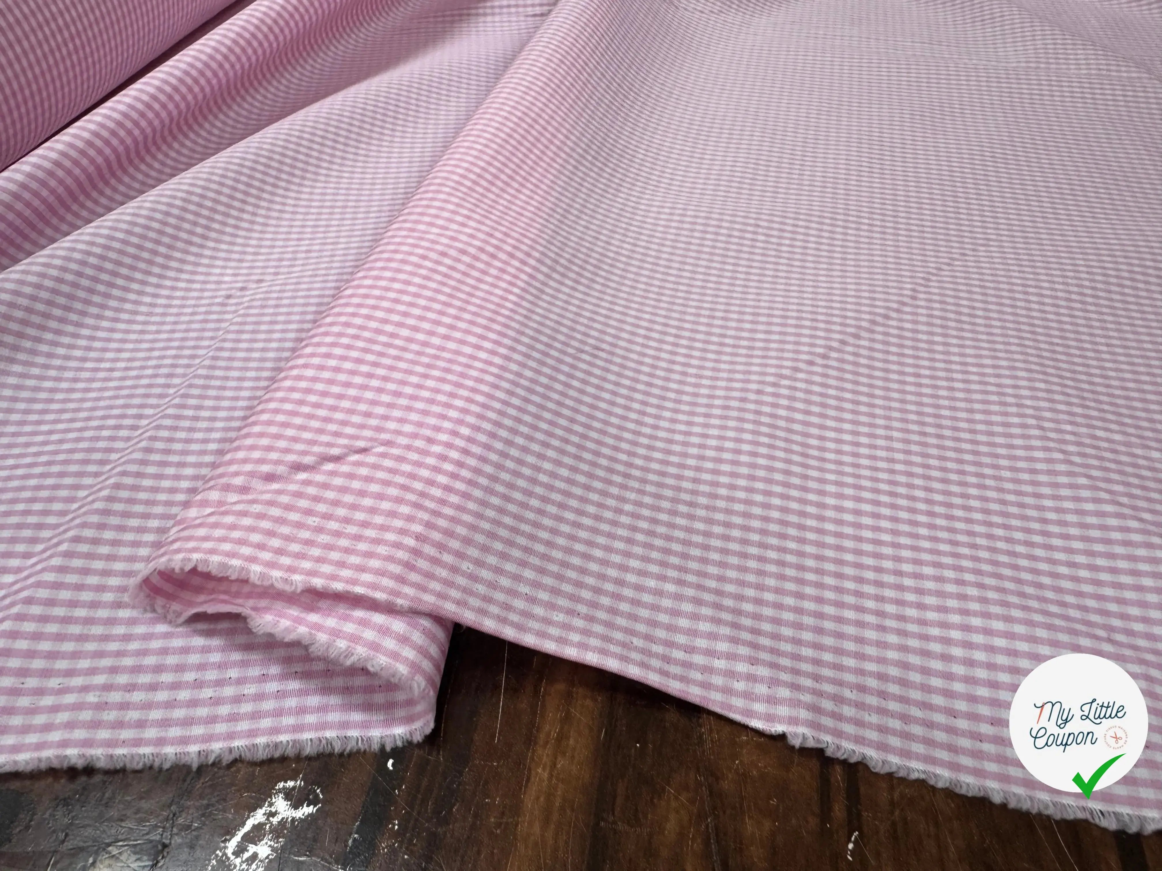 POPELINE DE COTON 100% COTON MOTIF VICHY ROSE - My Little Coupon