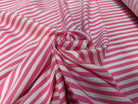 POPELINE DE COTON A RAYURES ROSE ET CREME - My Little Coupon