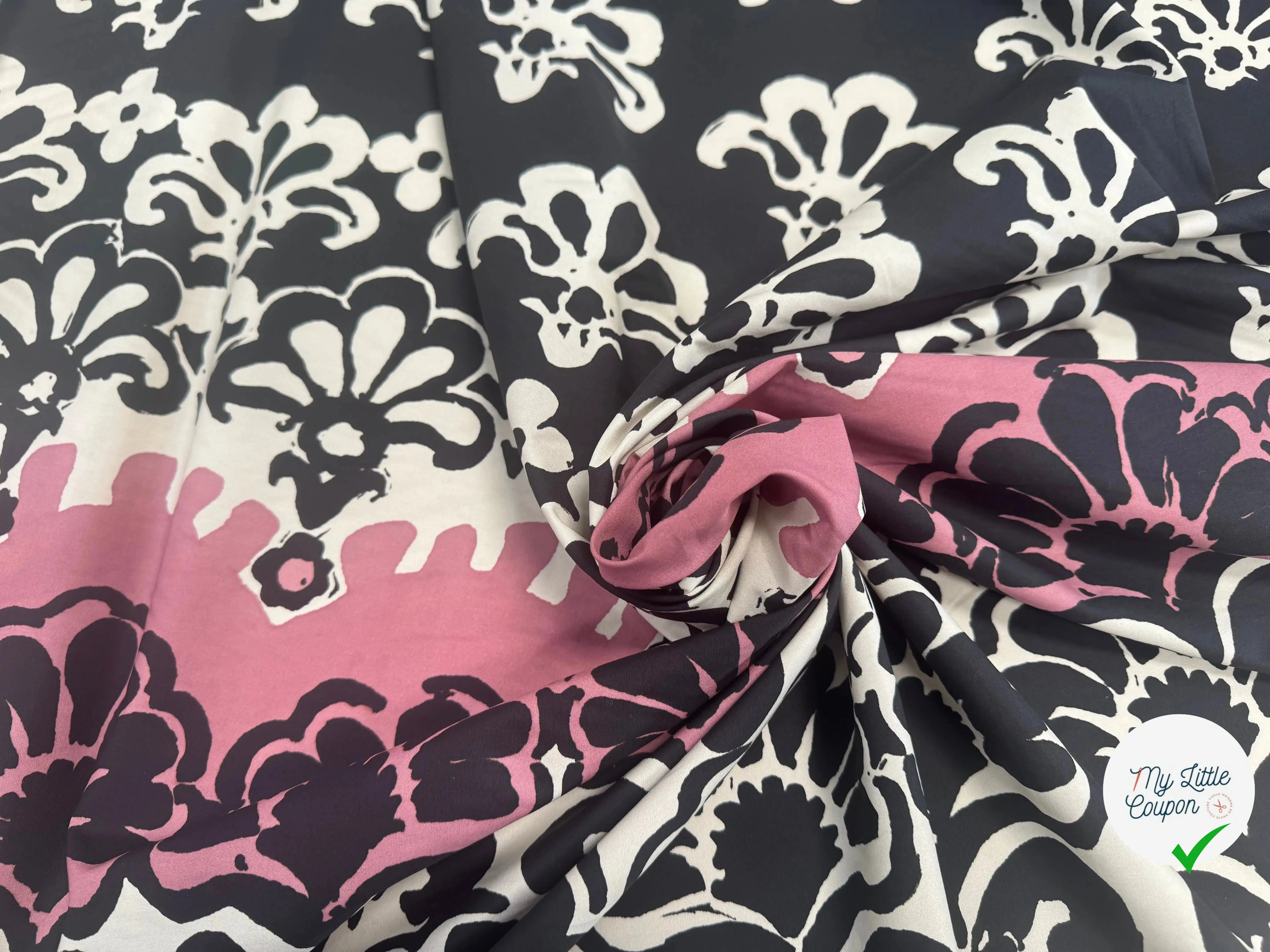 POPELINE DE COTON AVEC BASE FLEURS ABSTRAITE - My Little Coupon