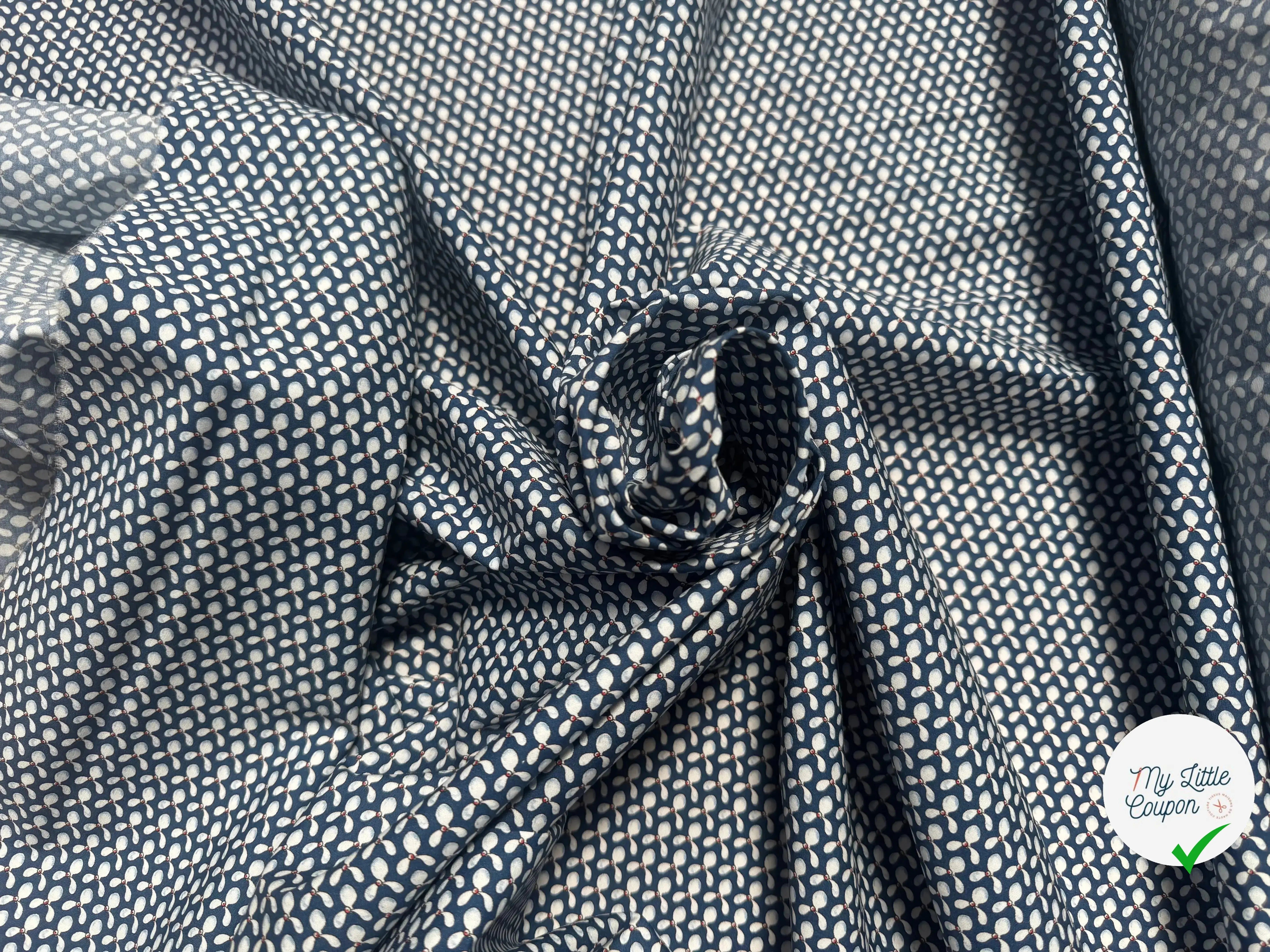 POPELINE DE COTON BLEU PETITS MOTIFS - My Little Coupon