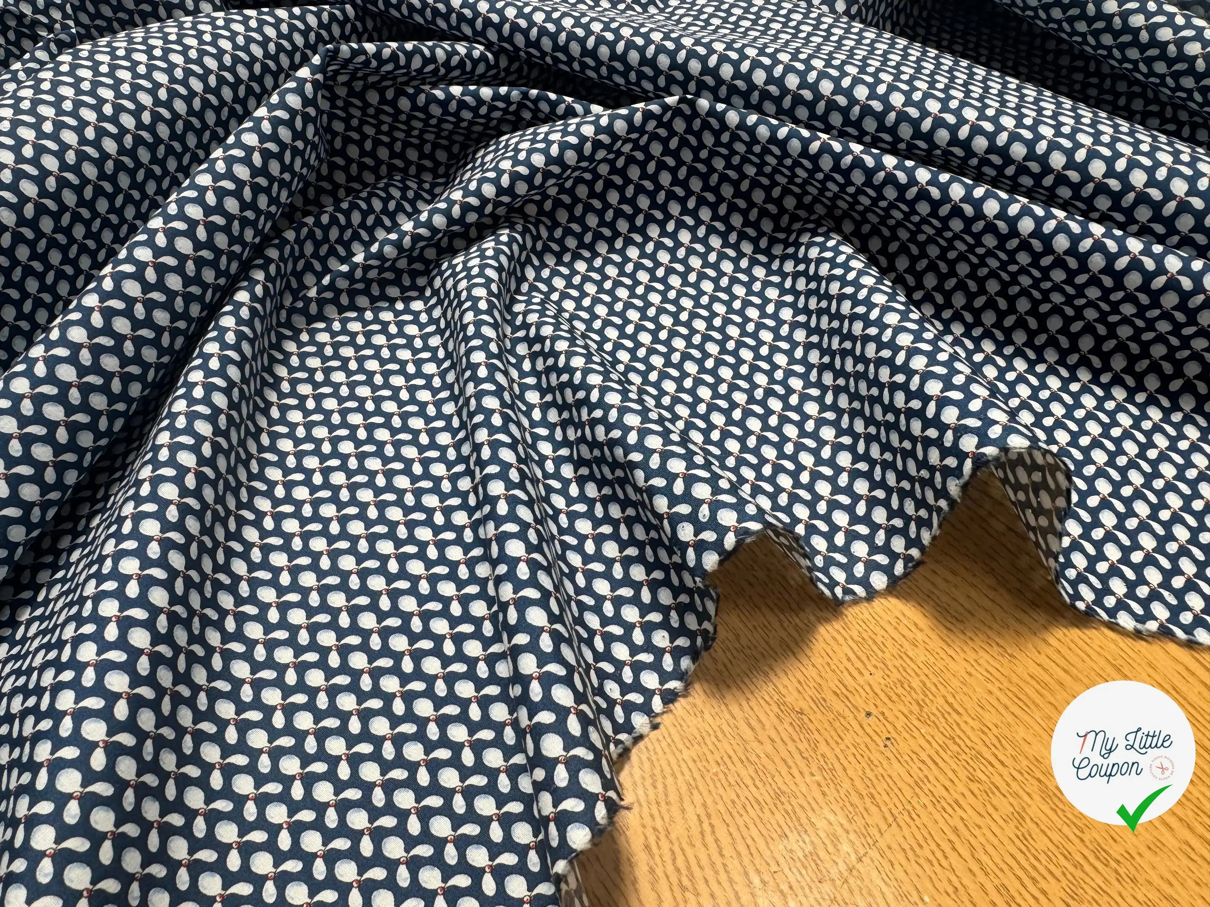 POPELINE DE COTON BLEU PETITS MOTIFS - My Little Coupon