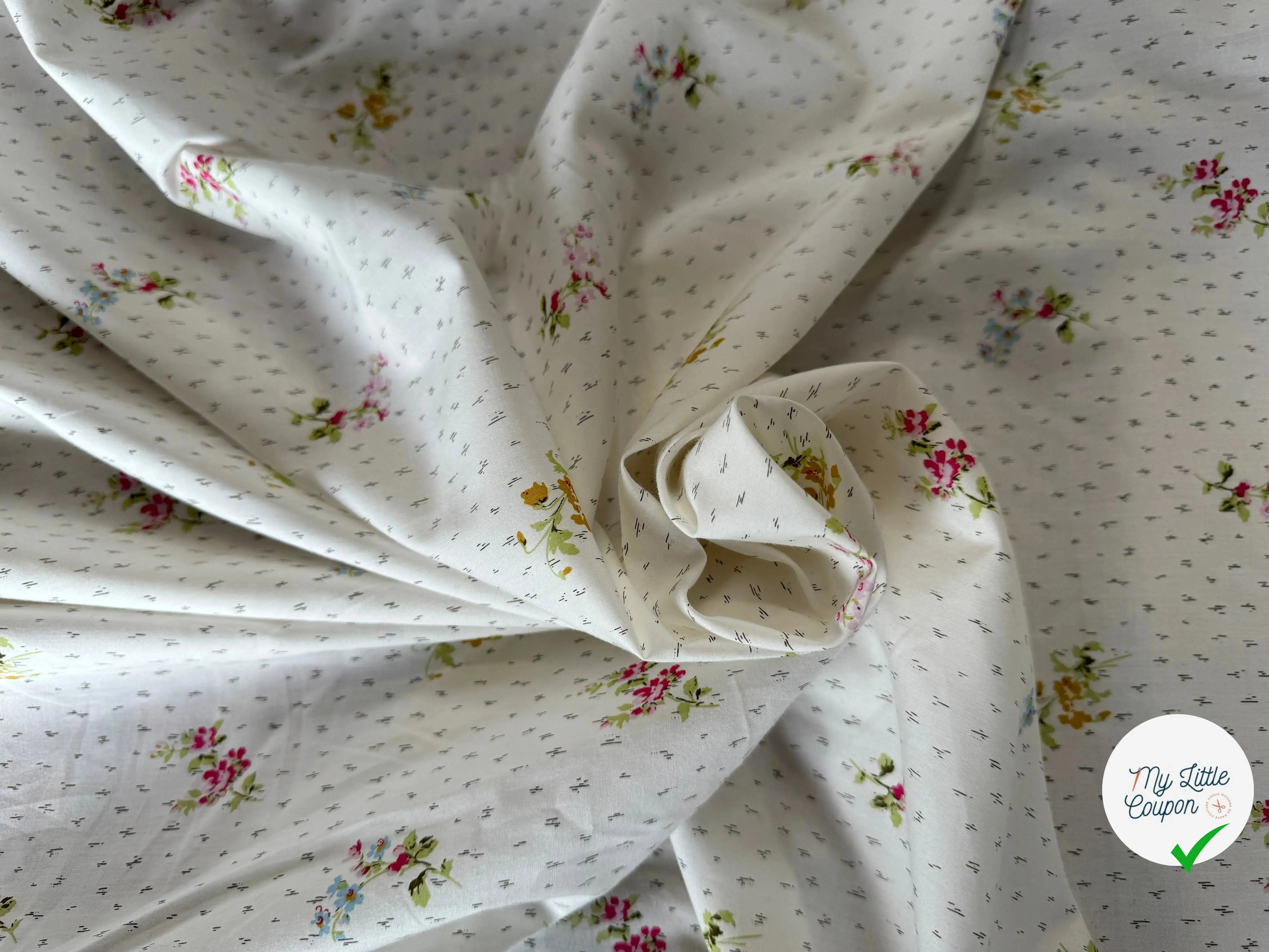 POPELINE DE COTON BOUQUET DE FLEURS - My Little Coupon