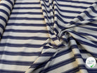 (Chute) POPELINE DE COTON GROSSE RAYURE NAVY BLANC - My Little Coupon