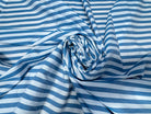 (Chute) POPELINE DE COTON GROSSES RAYURES BLEU ET BLANC FRENCH RIVIERA - My Little Coupon
