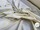 POPELINE DE COTON JAUNE À RAYURES BLANCHES ET BLEU - My Little Coupon
