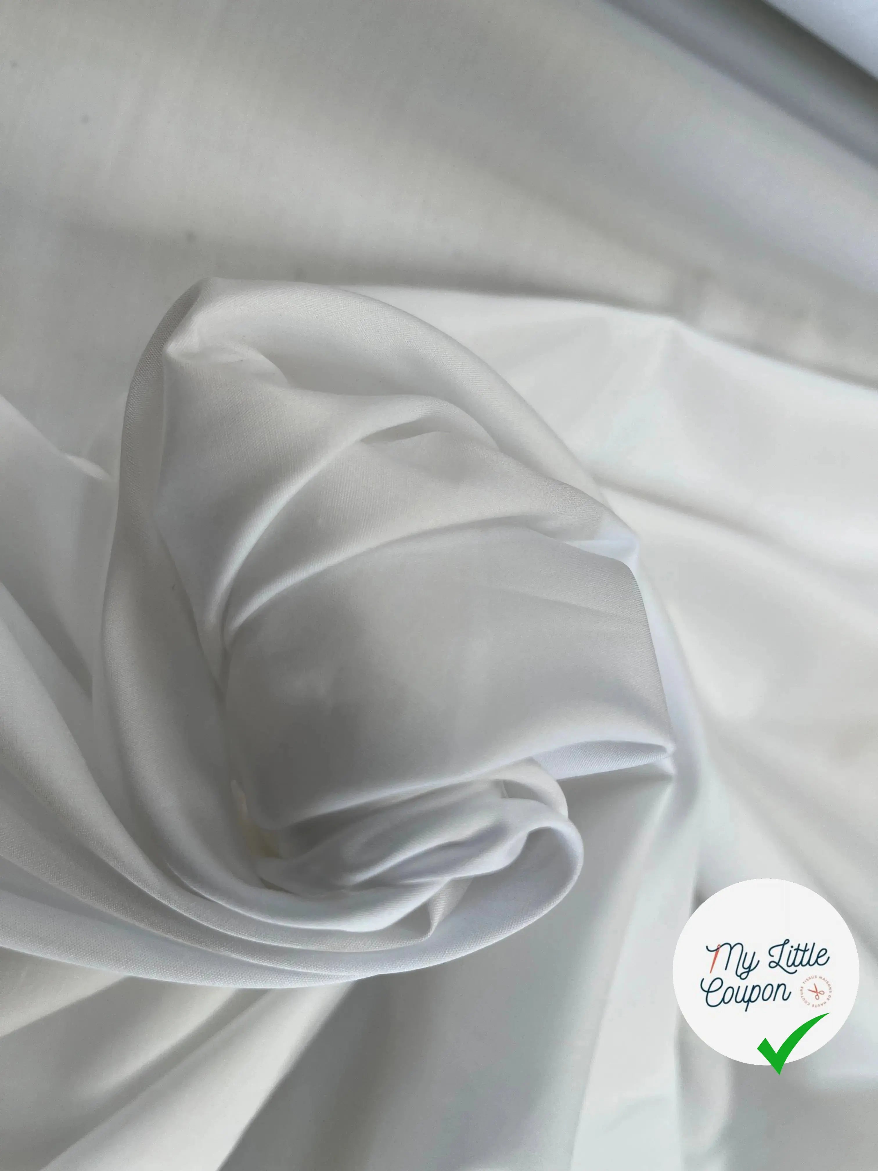 POPELINE DE COTON UNI BLANC OPTIQUE STRETCH - My Little Coupon