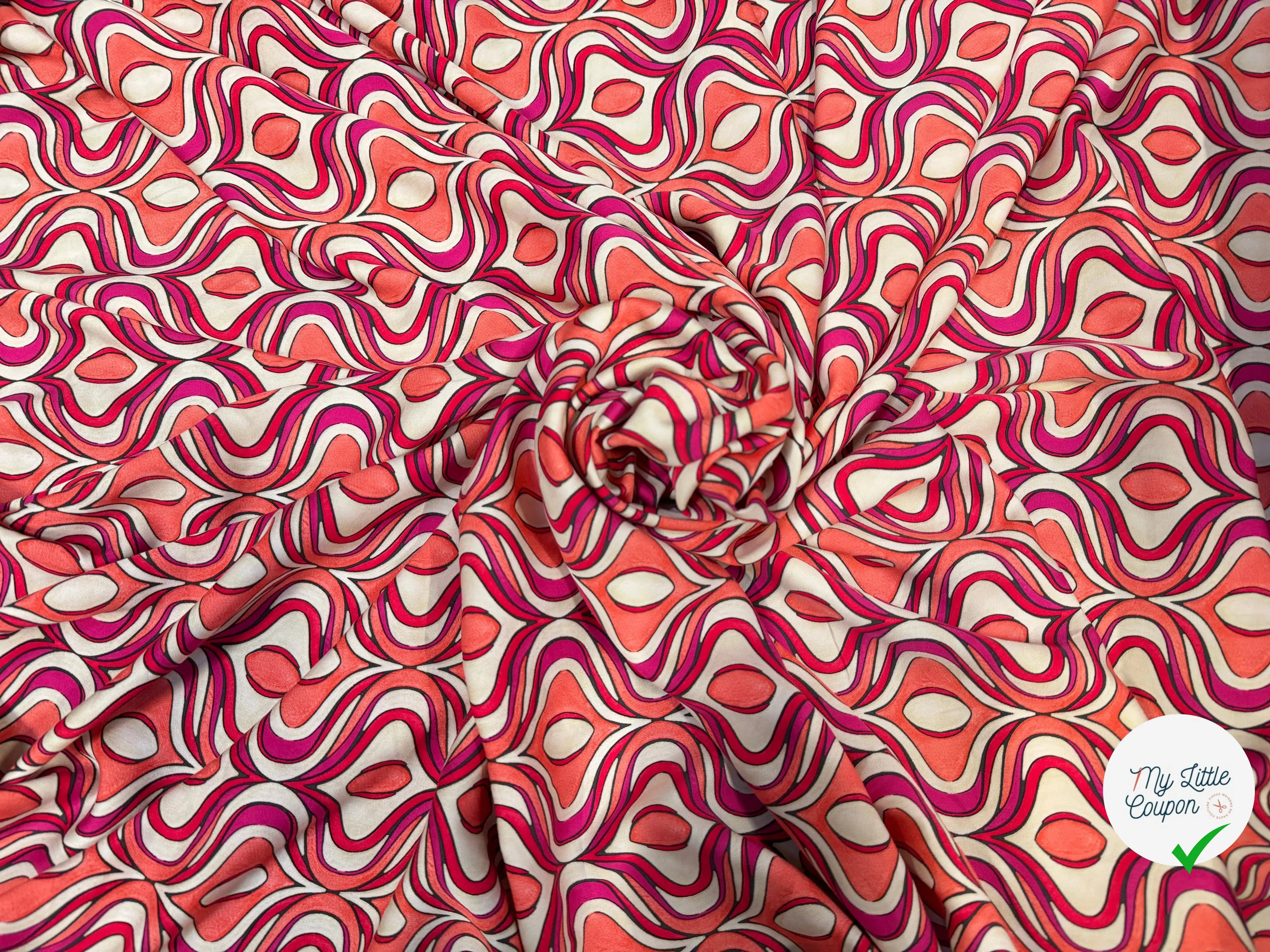 POPELINE DE VISCOSE IMPRIMÉE LEGEREMENT SATINEE - My Little Coupon