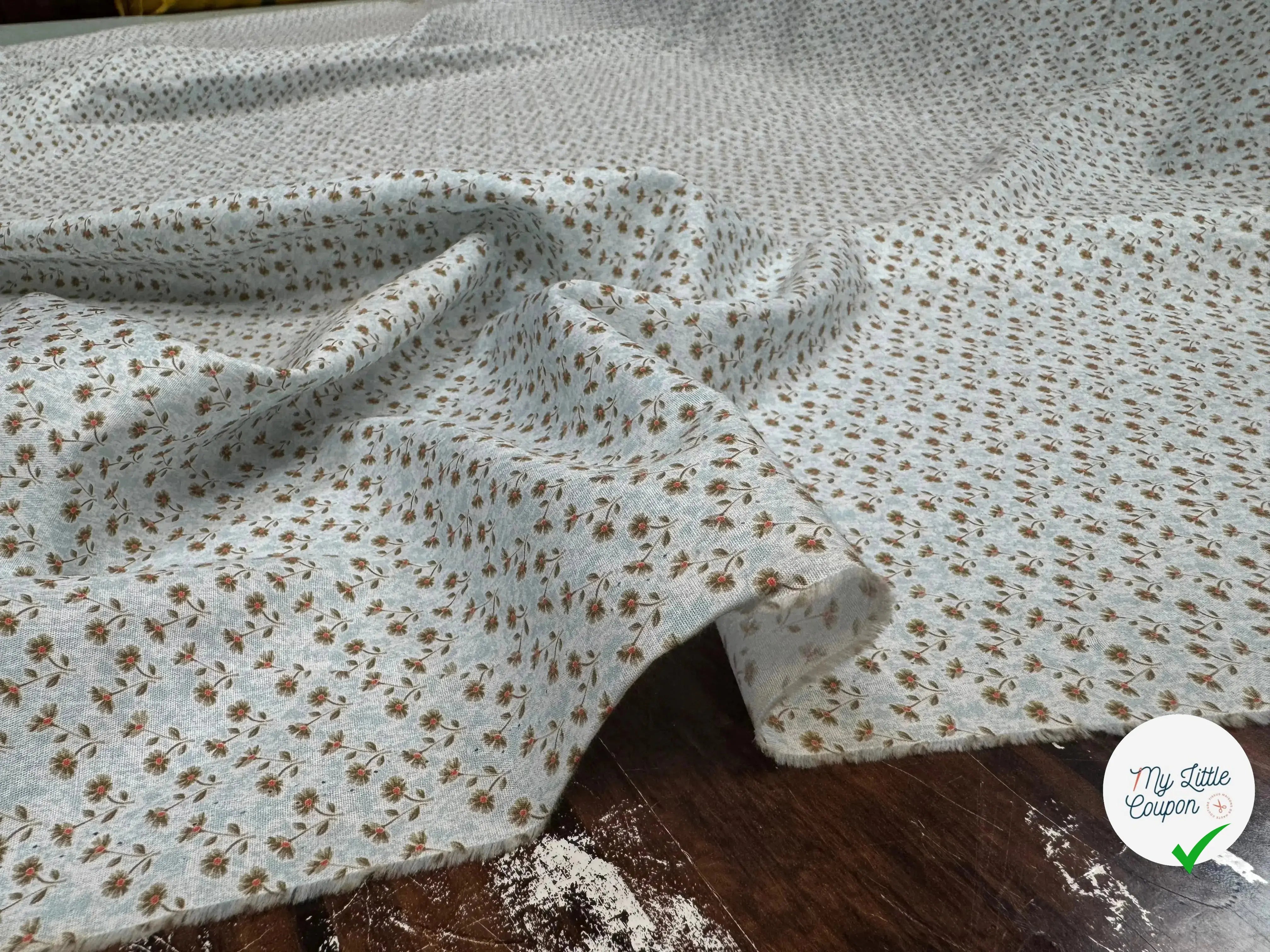 POPELINE FLEURETTE BABY BLUE - My Little Coupon