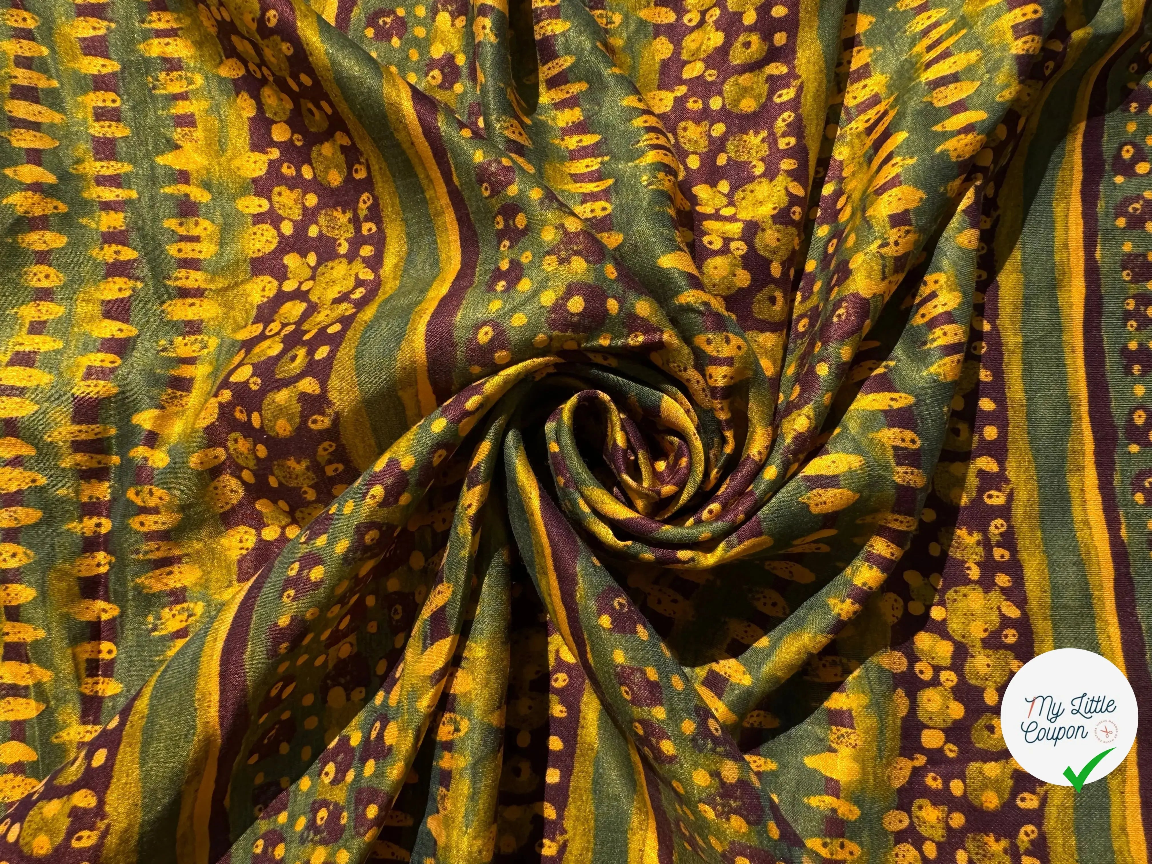 SATIN DE COTON MUSTARD BORDEAUX ET VERT OLIVE - My Little Coupon