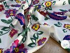SATIN DE COTON STRETCH FLEURS MULTICOLORES - My Little Coupon