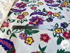 SATIN DE COTON STRETCH FLEURS MULTICOLORES - My Little Coupon