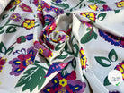 SATIN DE COTON STRETCH FLEURS MULTICOLORES - My Little Coupon