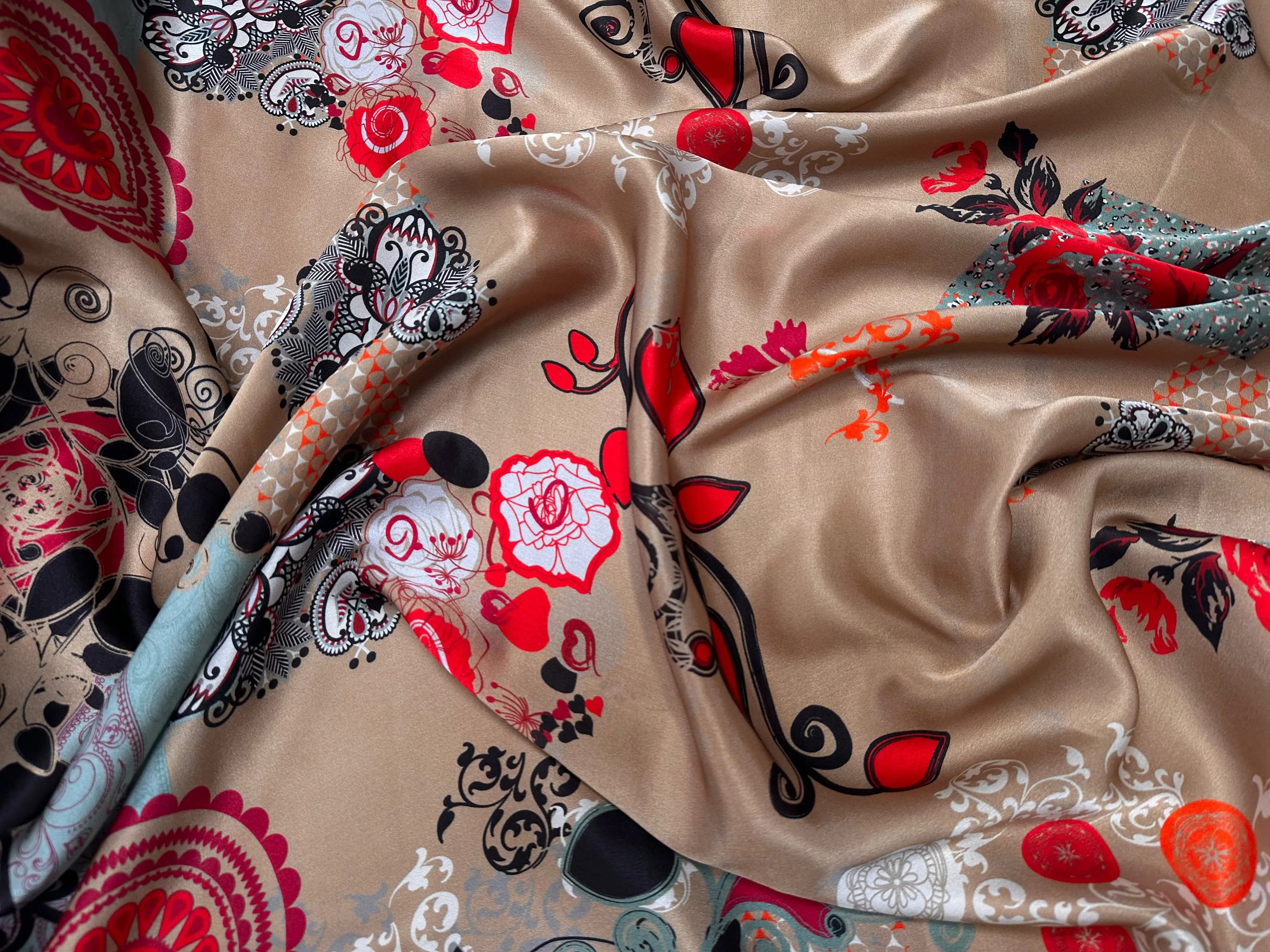 SATIN DE SOIE POESIA DI MARRONE E FOGLIE - My Little Coupon