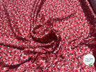 SATIN DE VISCOSE FOND ROSE FLEURS BLANC ROUGE ET BLEU - My Little Coupon