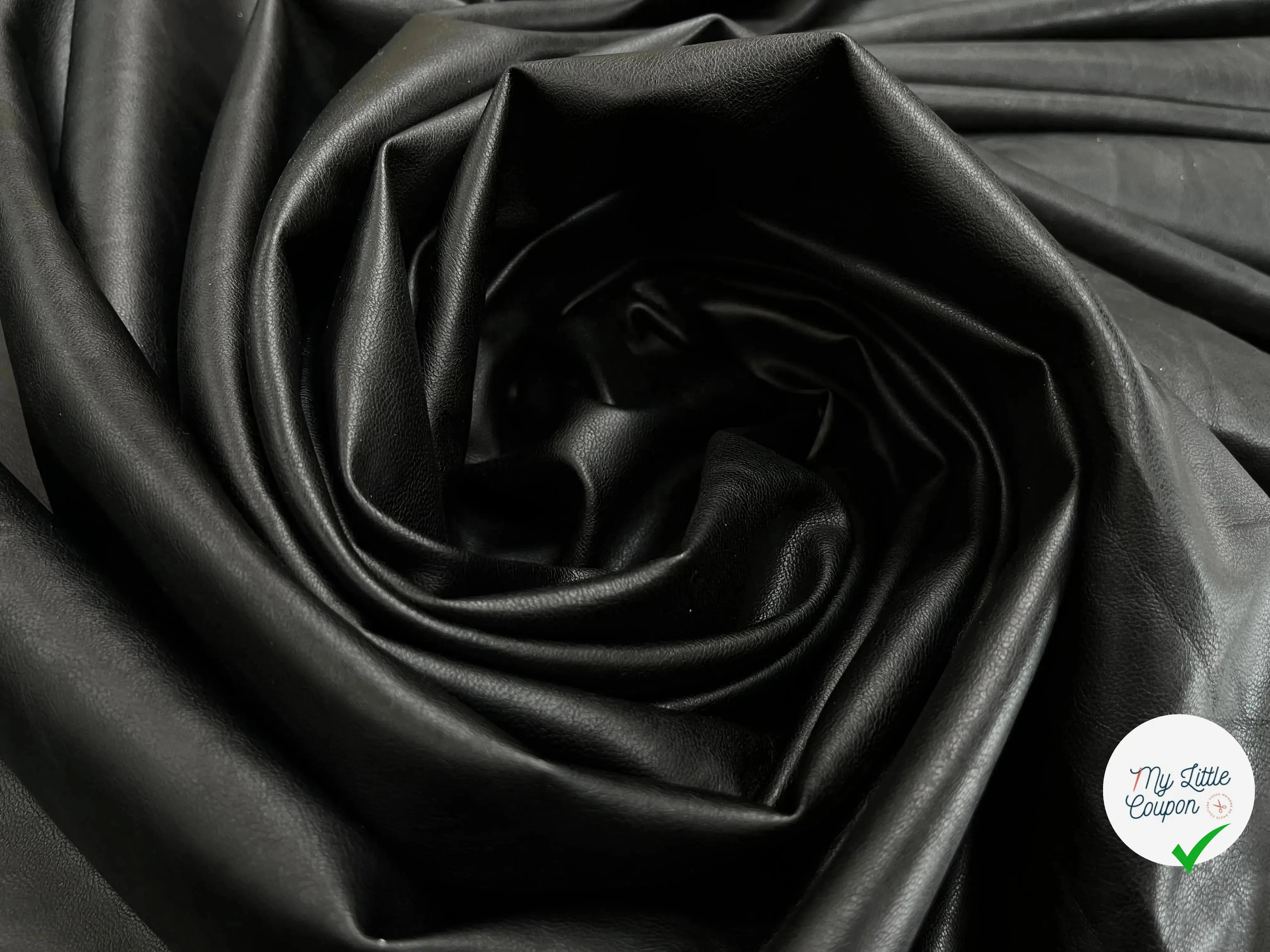 SATIN FAUX CUIR UNI NOIR STRETCH ENVERS TOUT DOUX - My Little Coupon