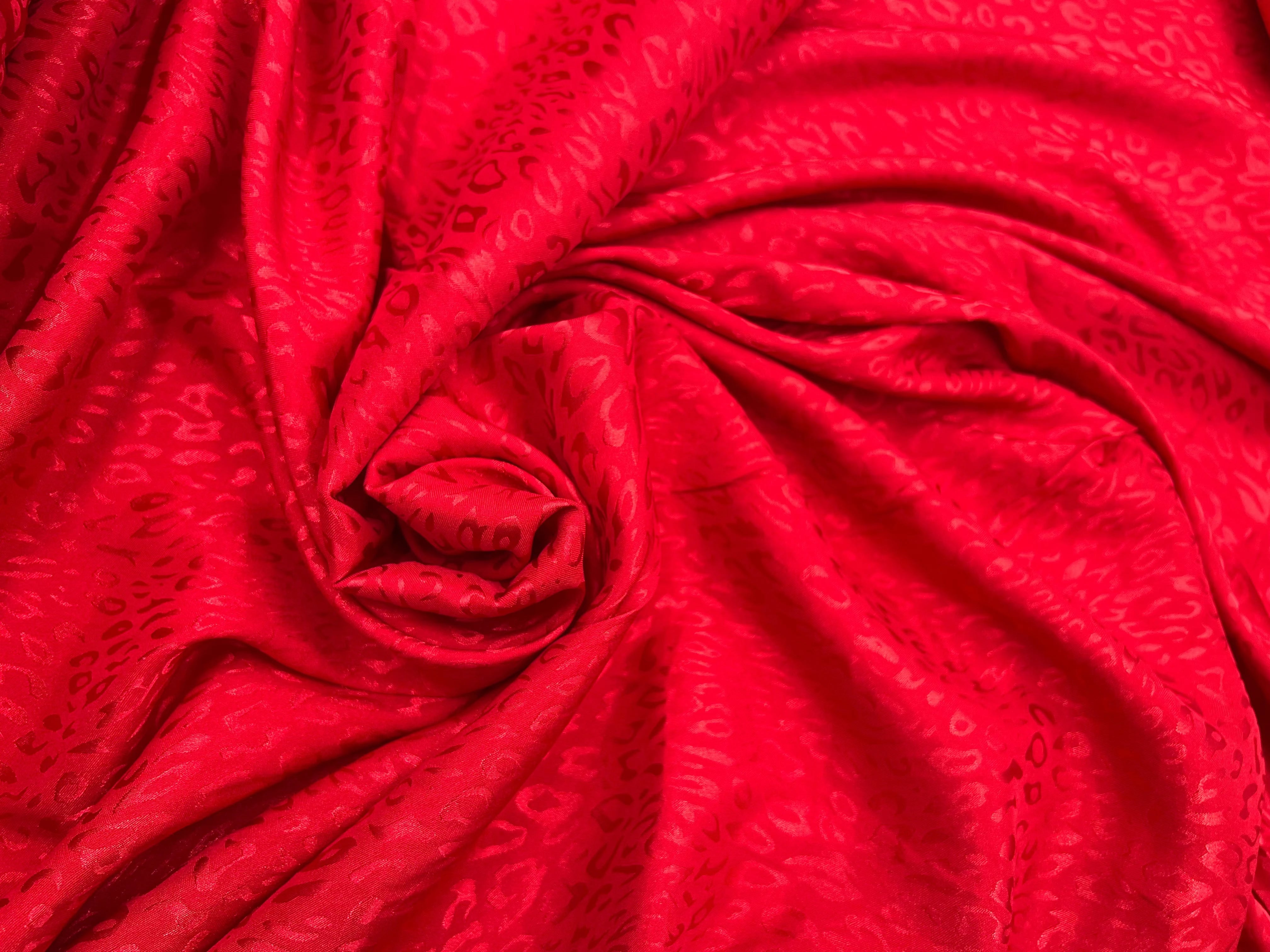 SATIN JACQUARD LÉOPARD ROUGE VIF MLC INTERN