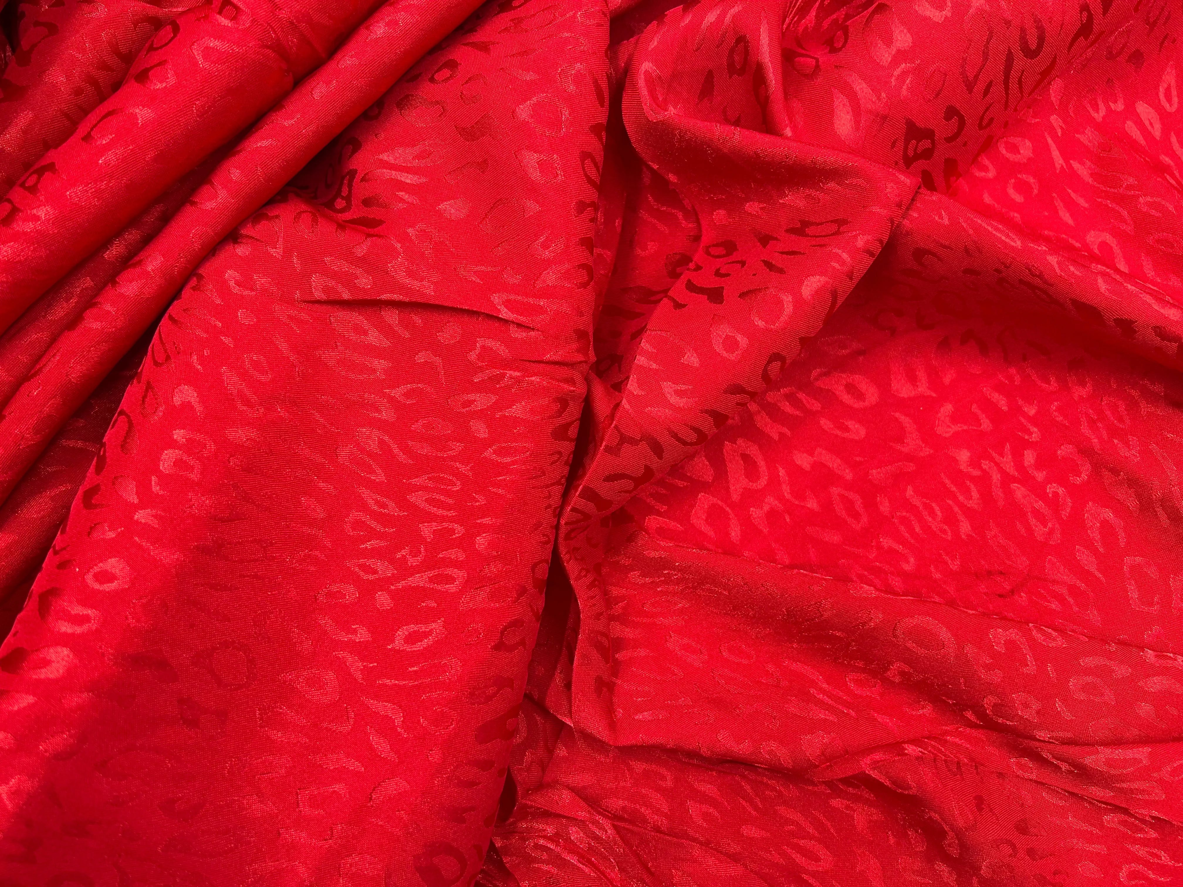 SATIN JACQUARD LÉOPARD ROUGE VIF MLC INTERN