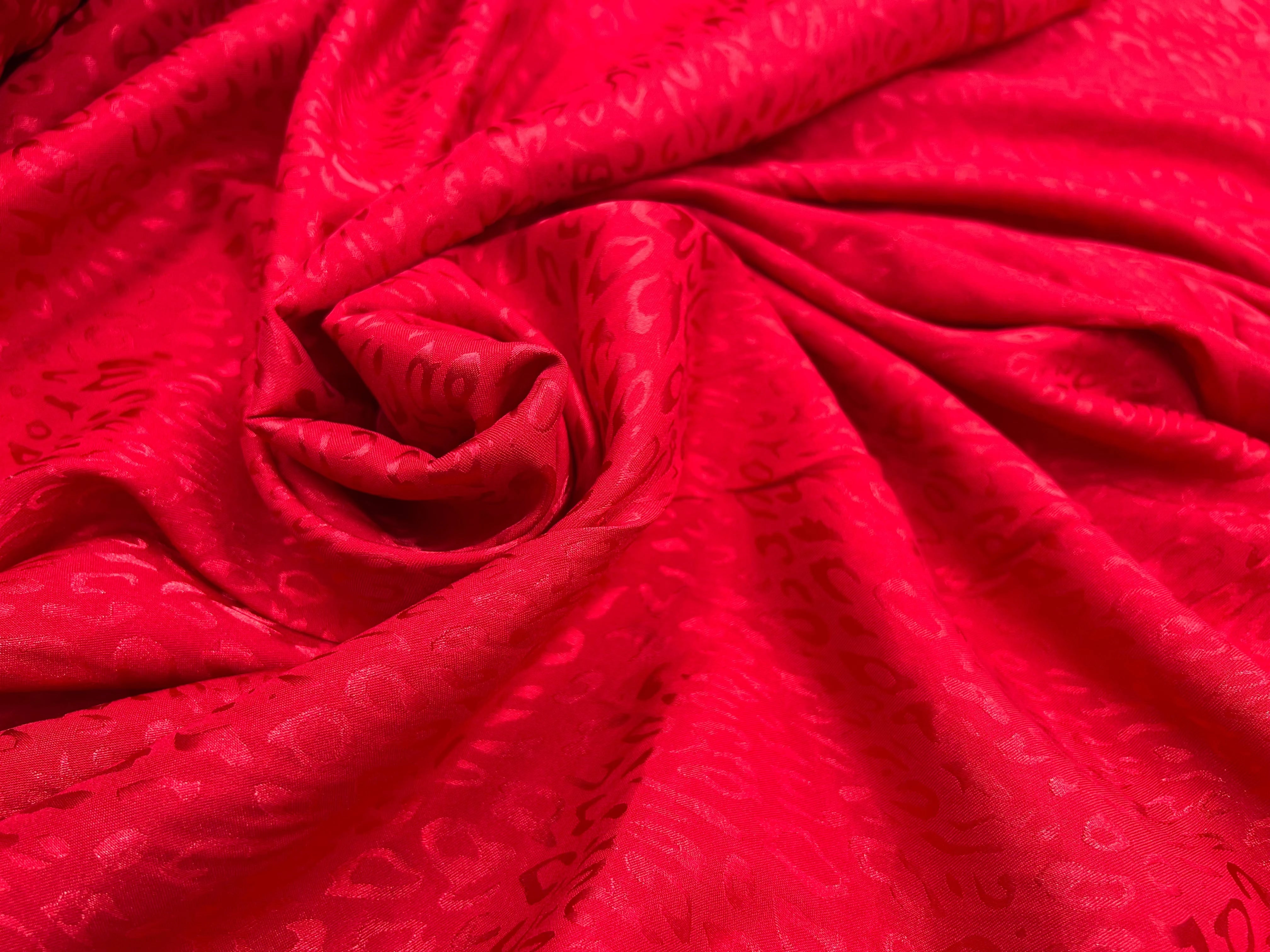 SATIN JACQUARD LÉOPARD ROUGE VIF MLC INTERN