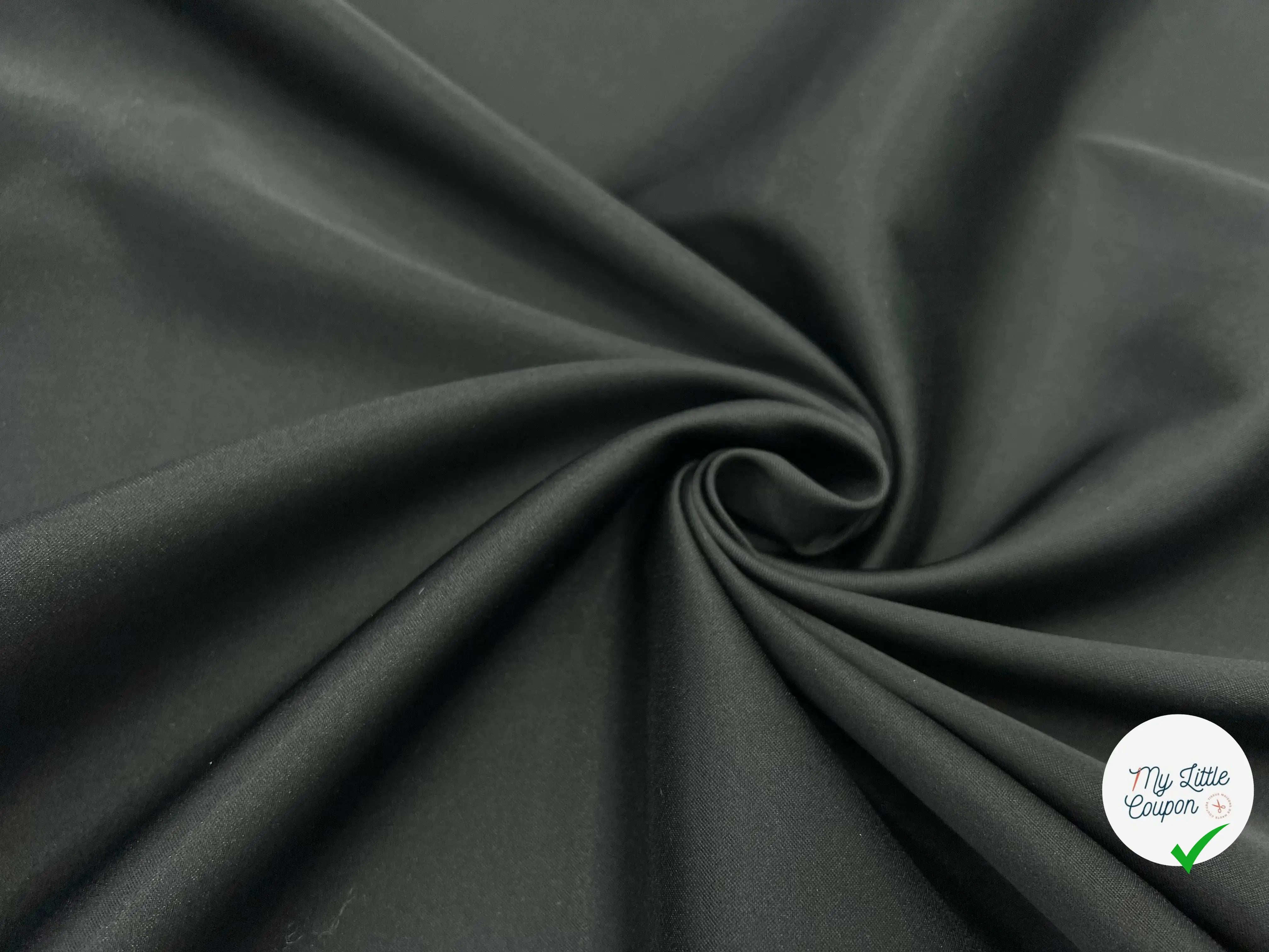 SATIN LOURD STRETCH NOIR QUALITÉ COUTURE - My Little Coupon - tissu - coudre