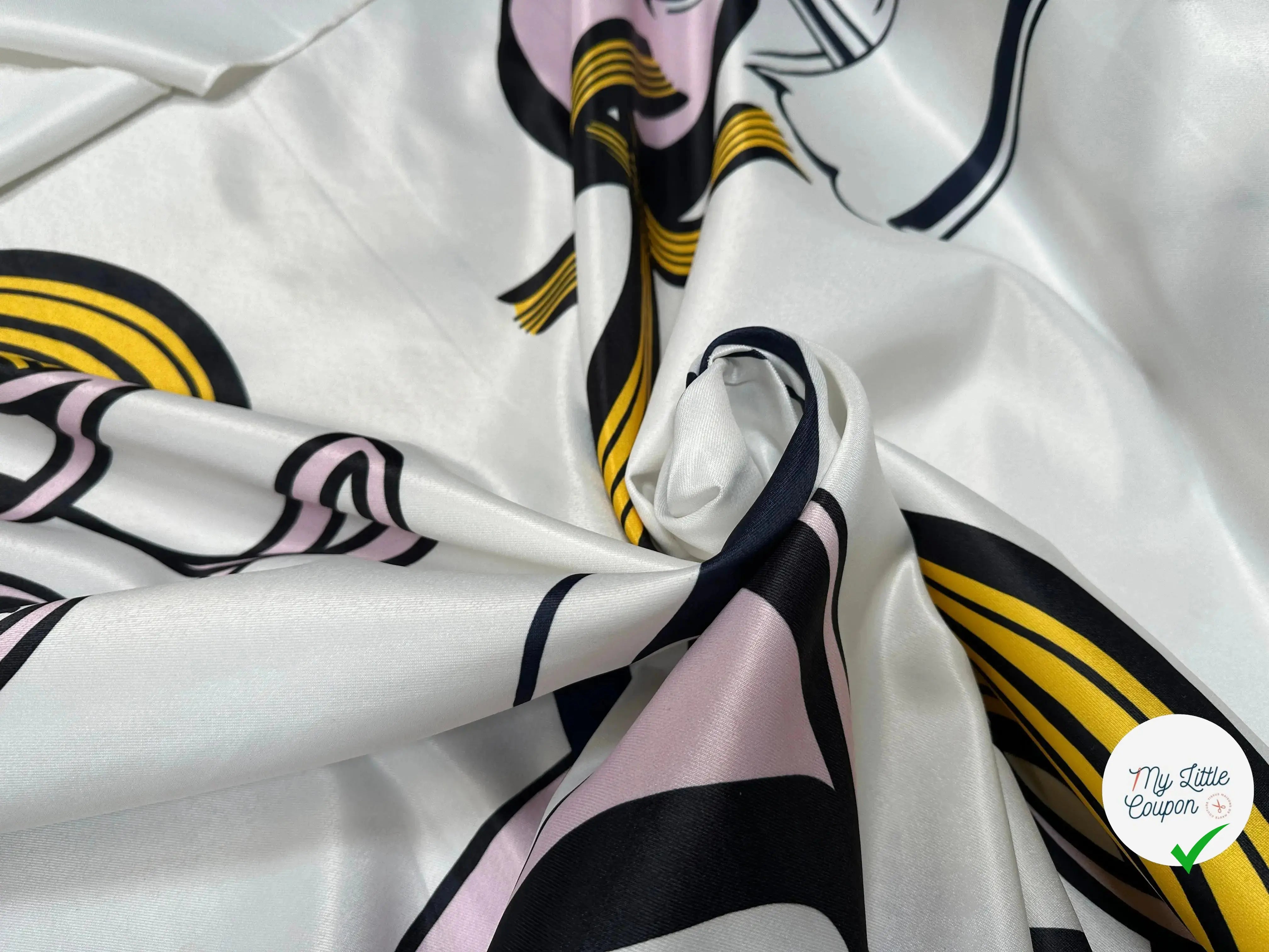 SATIN SERGÉ LOURD MIAMI POP ART BLANC - My Little Coupon