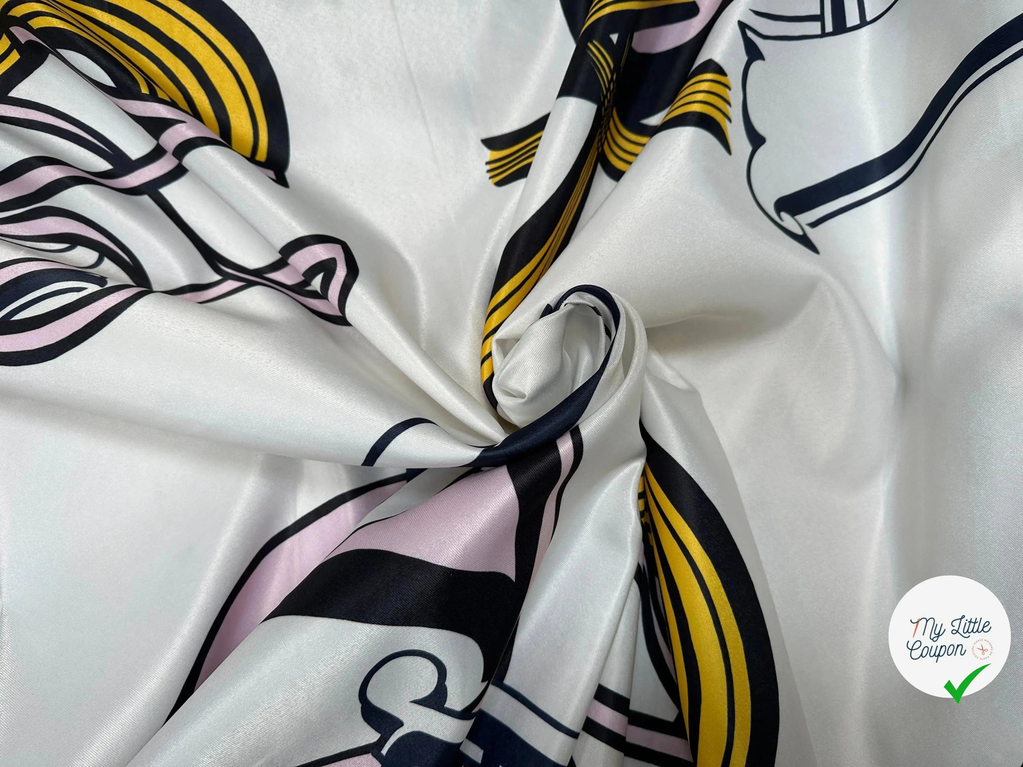 SATIN SERGÉ LOURD MIAMI POP ART BLANC - My Little Coupon