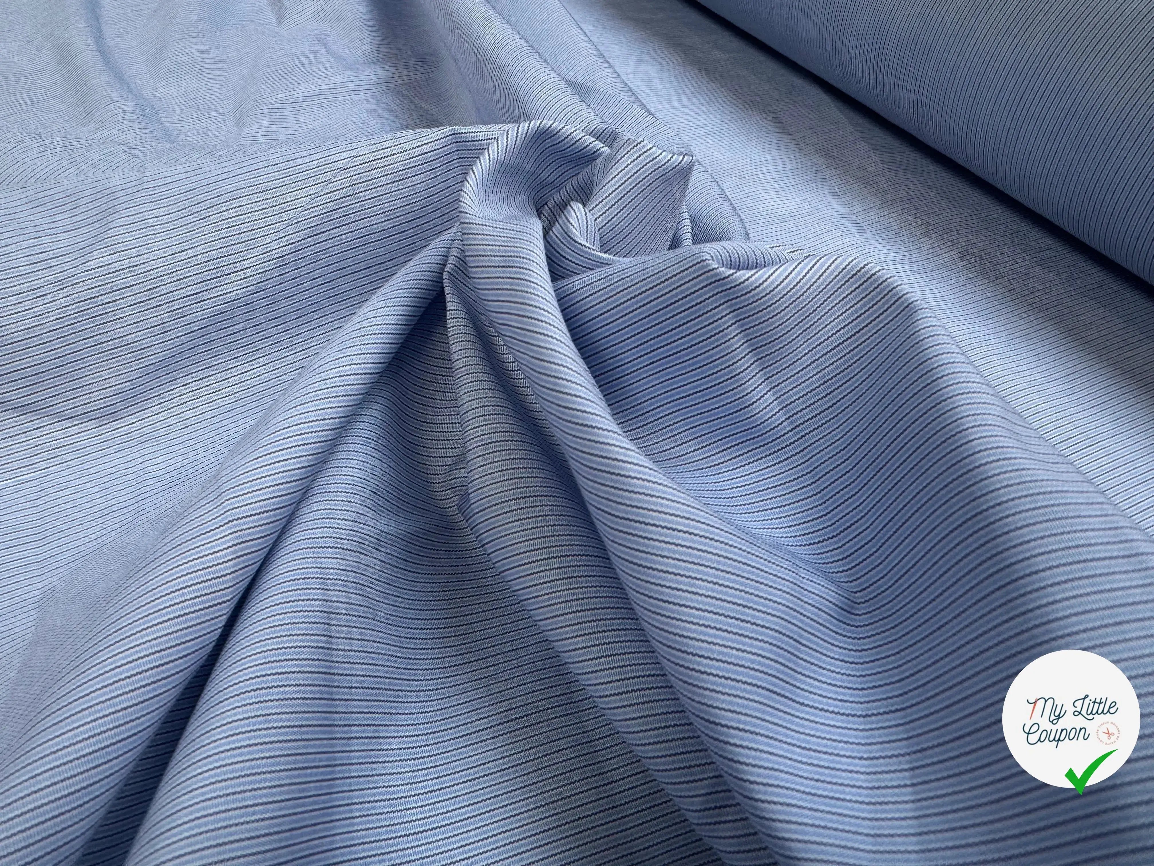 TISSU BLEU POPELINE - TOILE RAYE BLEU - My Little Coupon
