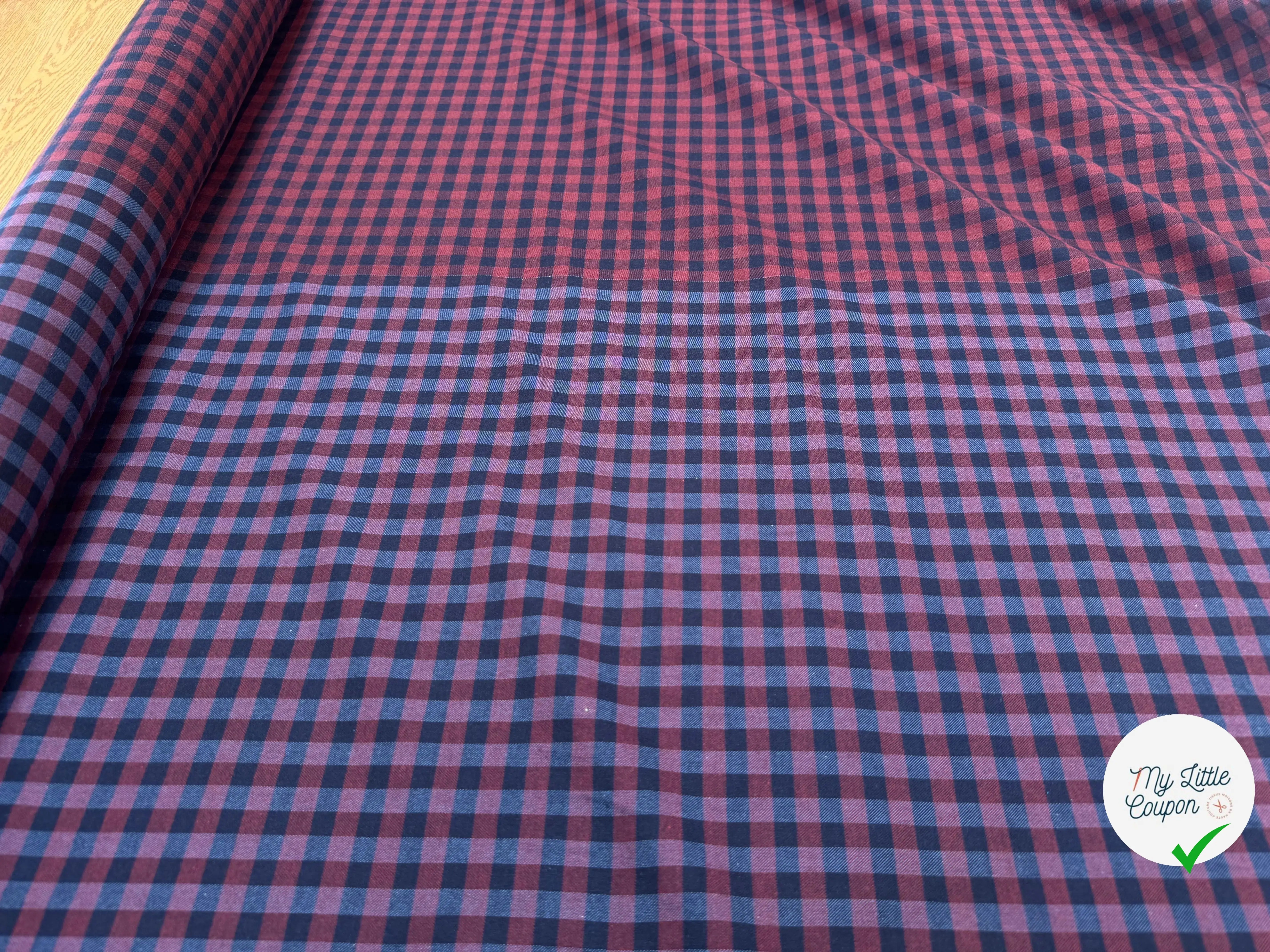 TISSU COTON TRAPPEUR BICOLORE BLEU MARINE ET ROUGE - My Little Coupon