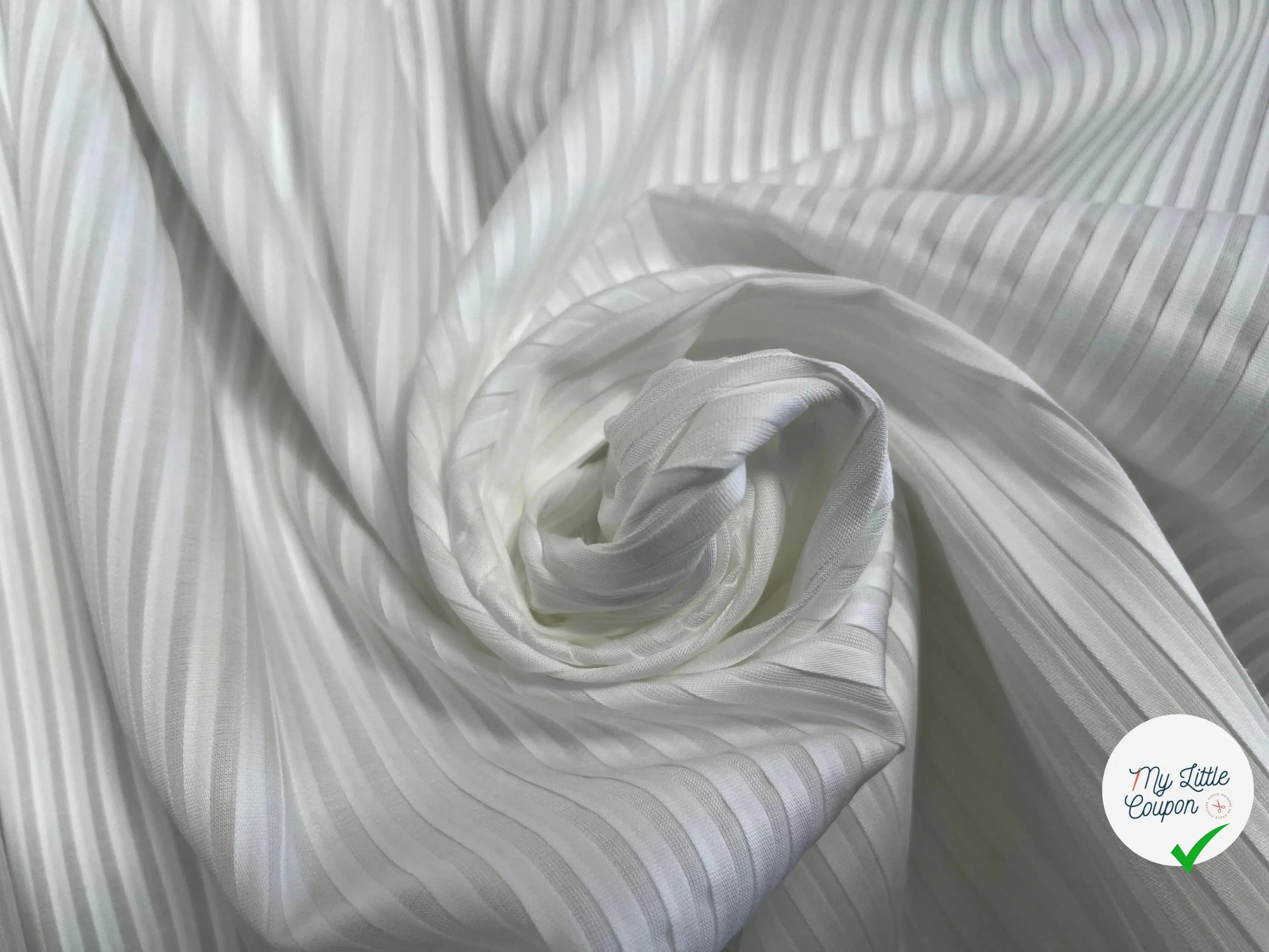 TISSU COTON UNI BLANC À RAYURE - My Little Coupon