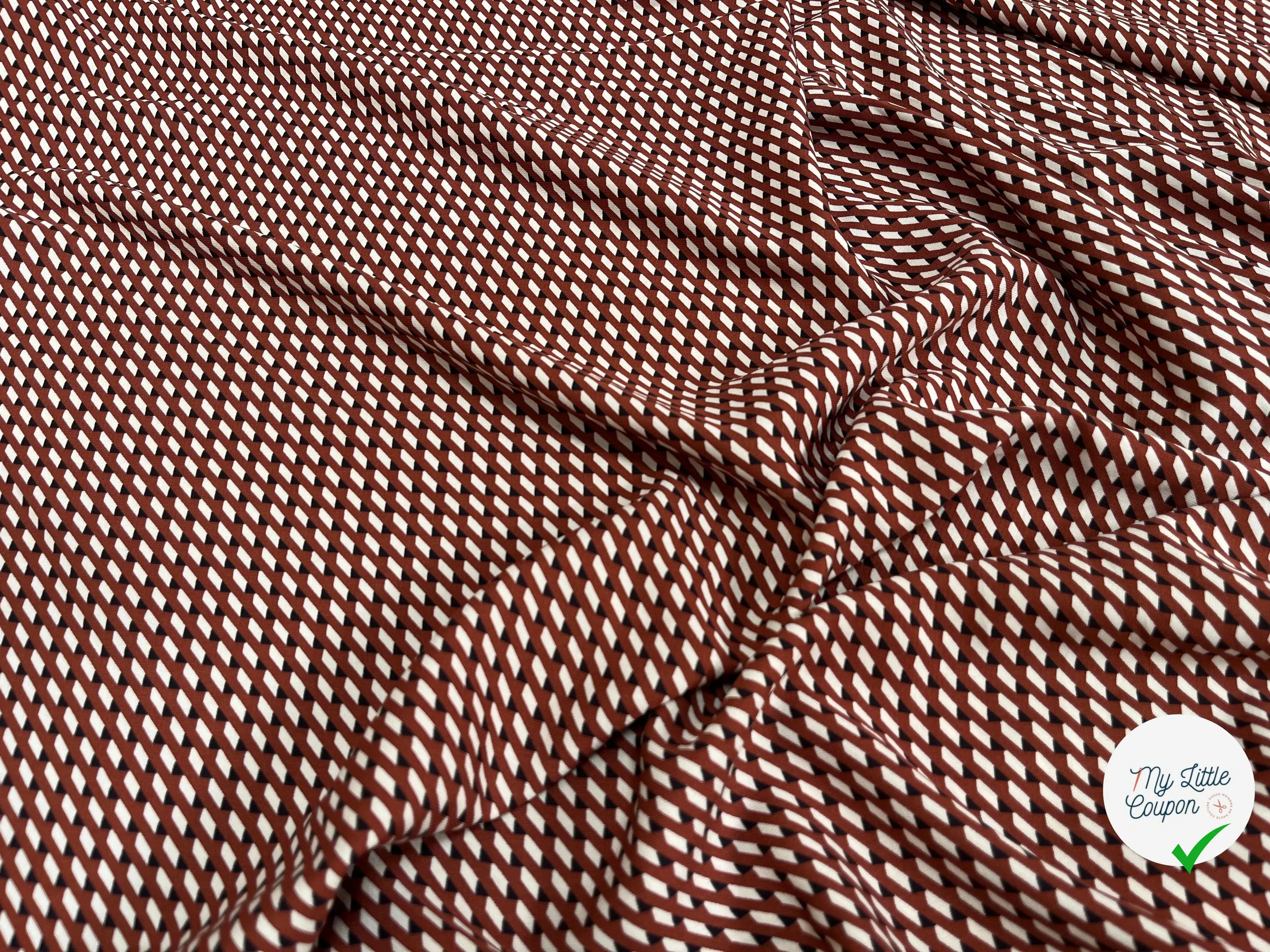 TISSU IMPRIMÉ RECTANGLE MARRON NOIR BLANC CASSÉ - My Little Coupon