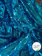 TISSU SEQUIN PAILLETTES SUR TULLE TURQUOISE - My Little Coupon