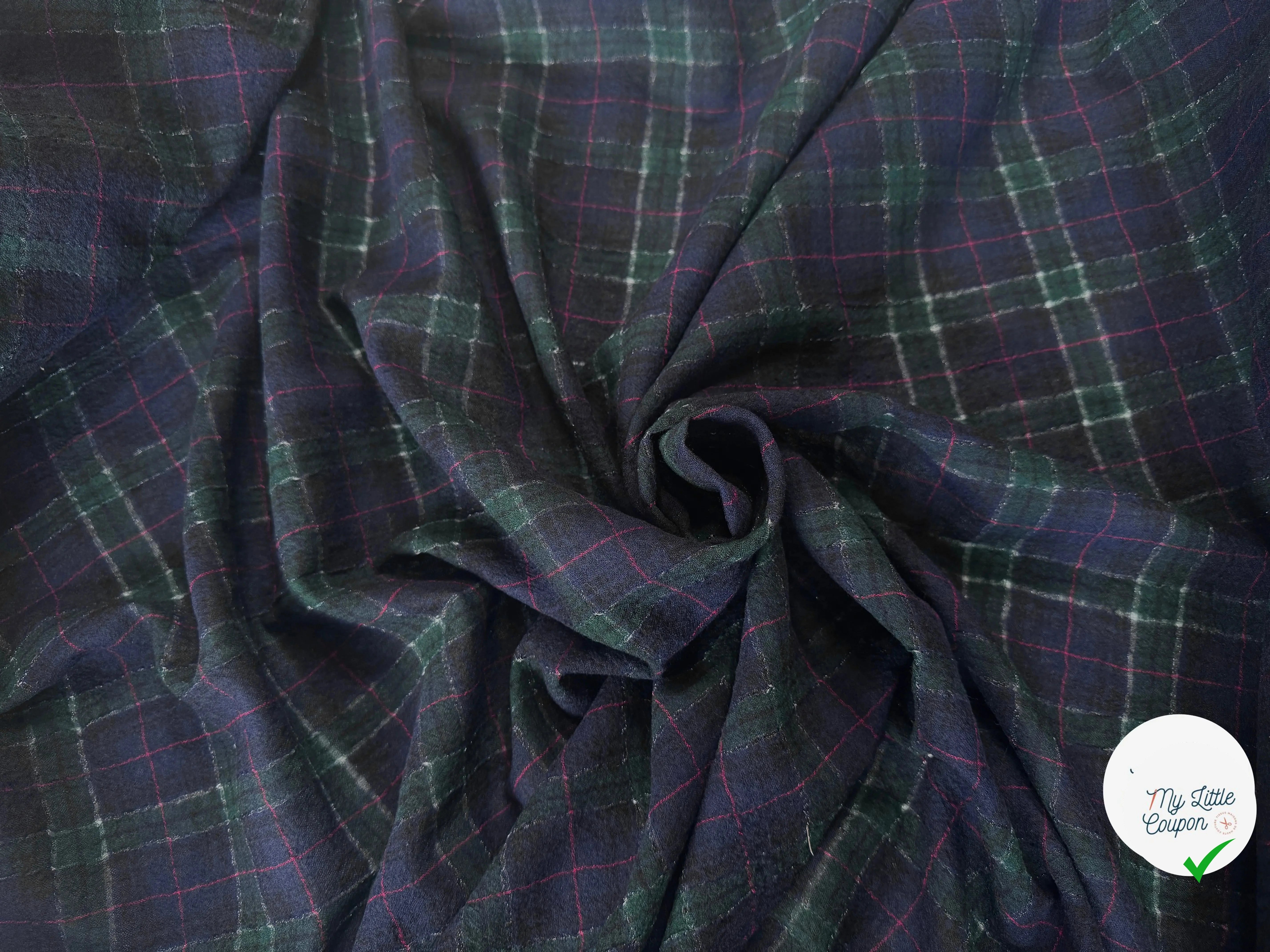TISSU SURCHEMISE À CARREAUX 100% LAINE - My Little Coupon
