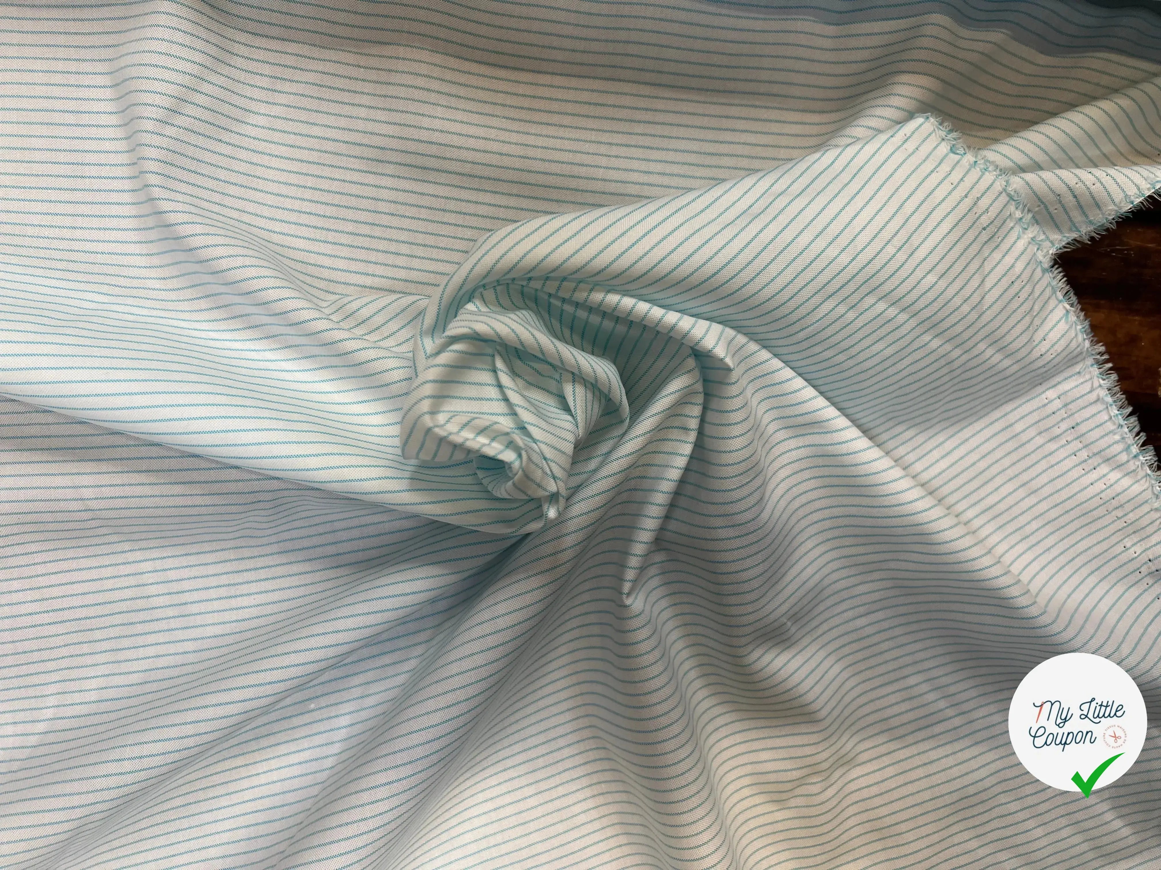 TISSUS CHEMISE À RAYURES BLEU TURQUOISE - My Little Coupon