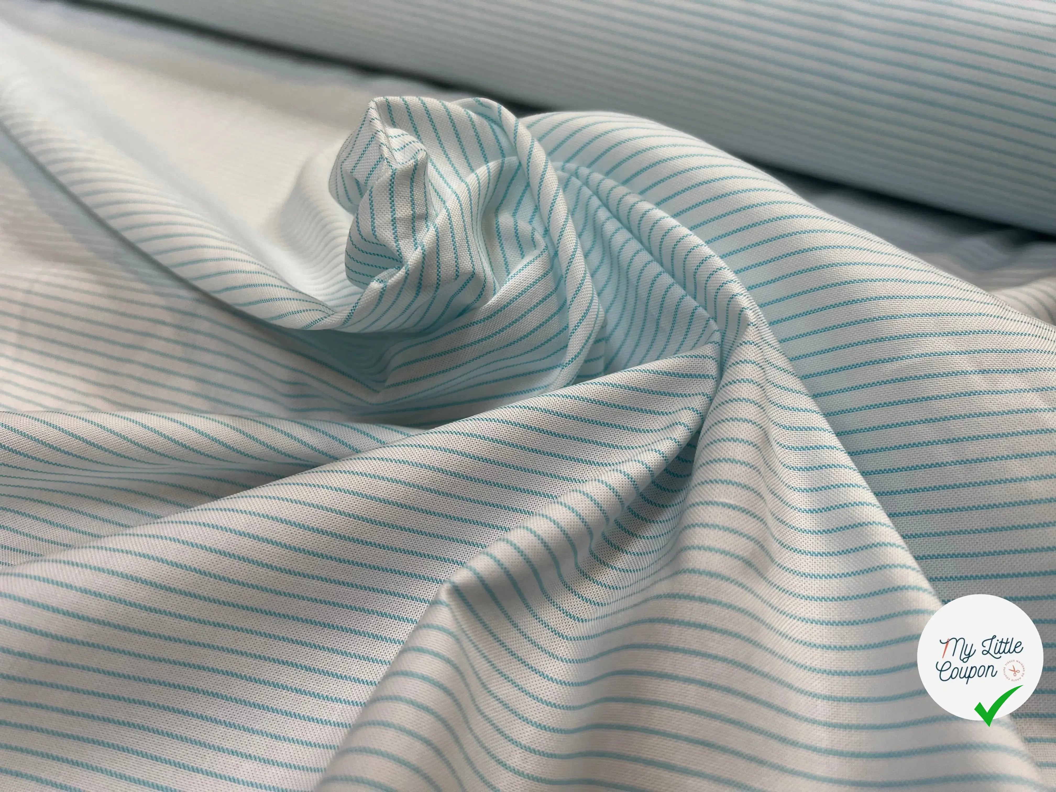 TISSUS CHEMISE À RAYURES BLEU TURQUOISE - My Little Coupon