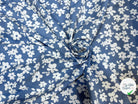 TOILE COTON FINE FAÇON DENIM CLAIR FLOWER - My Little Coupon
