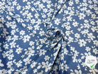 TOILE COTON FINE FAÇON DENIM CLAIR FLOWER - My Little Coupon